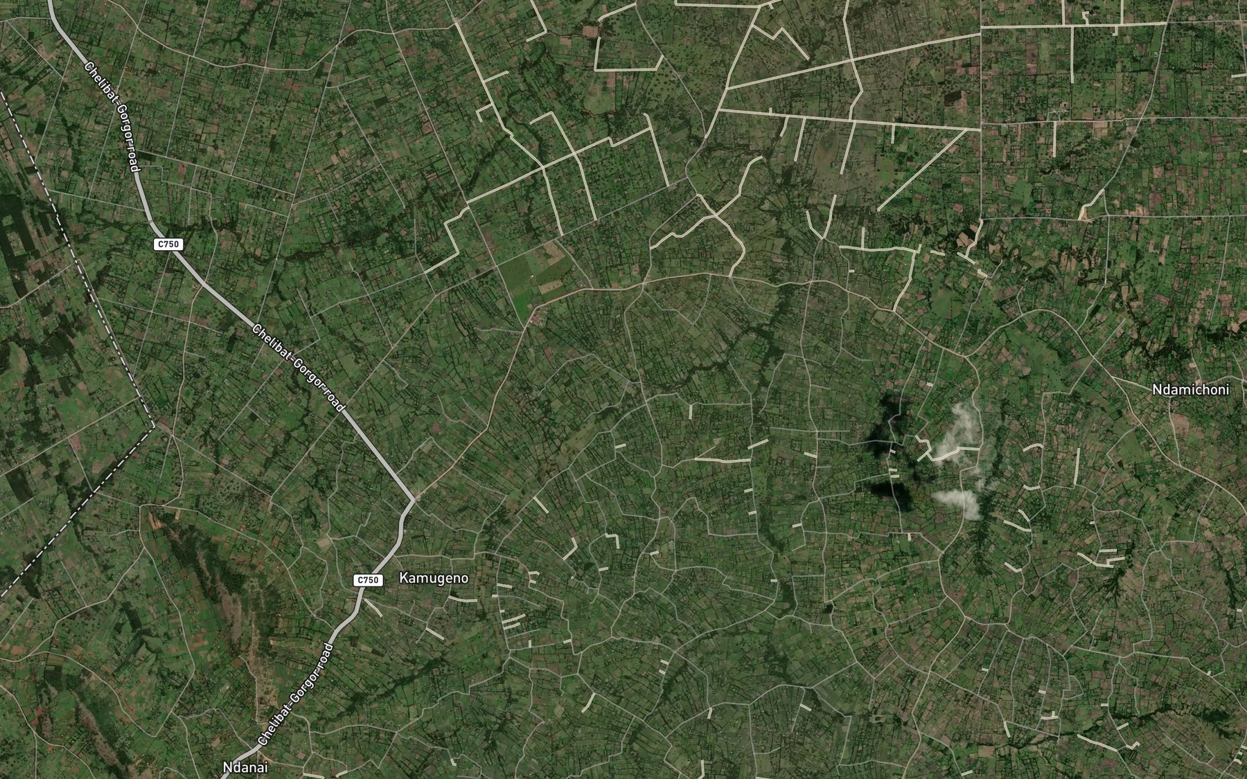 Satellite map of the Cheptebei Dam