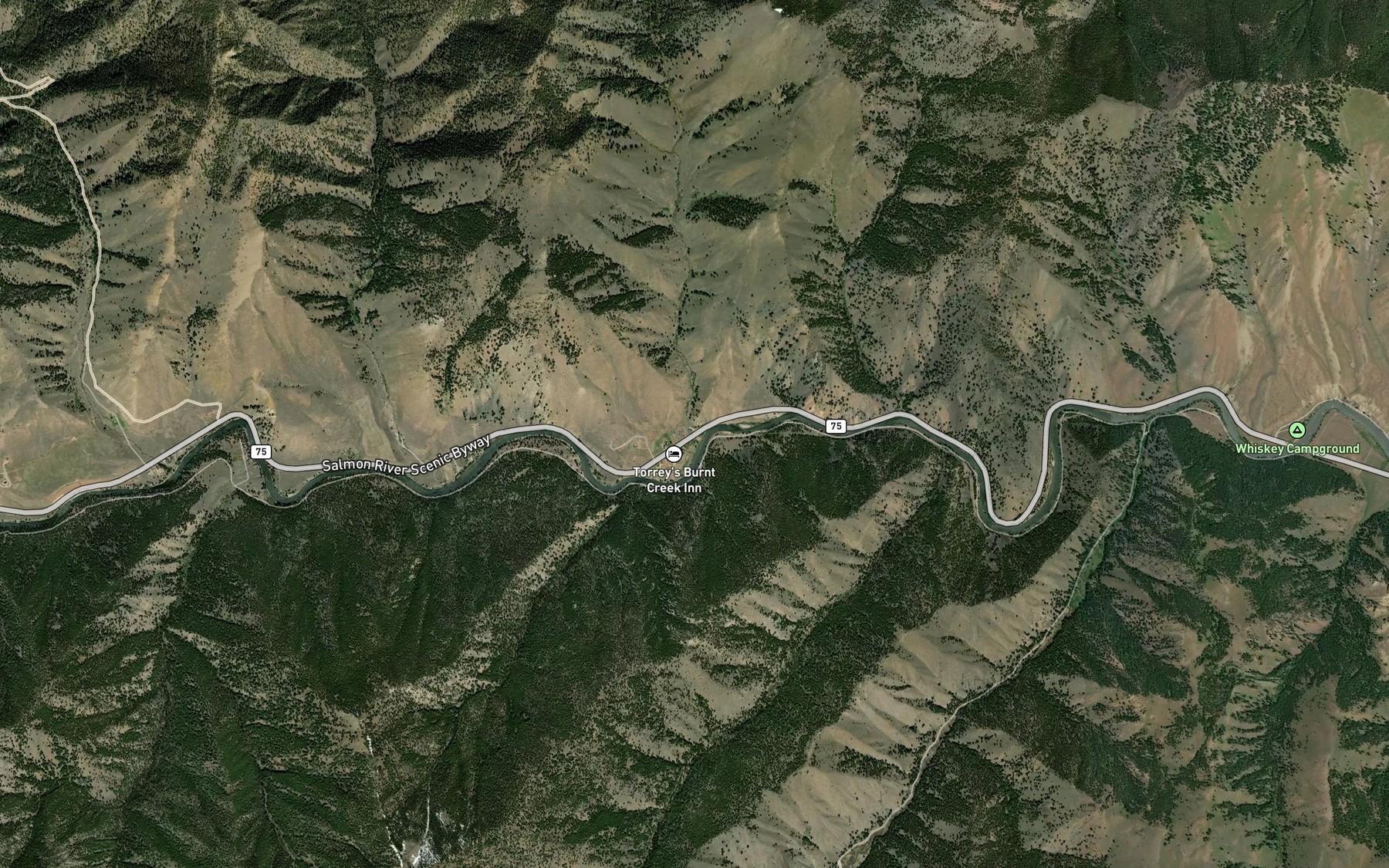 Satellite map of the Burnt Creek