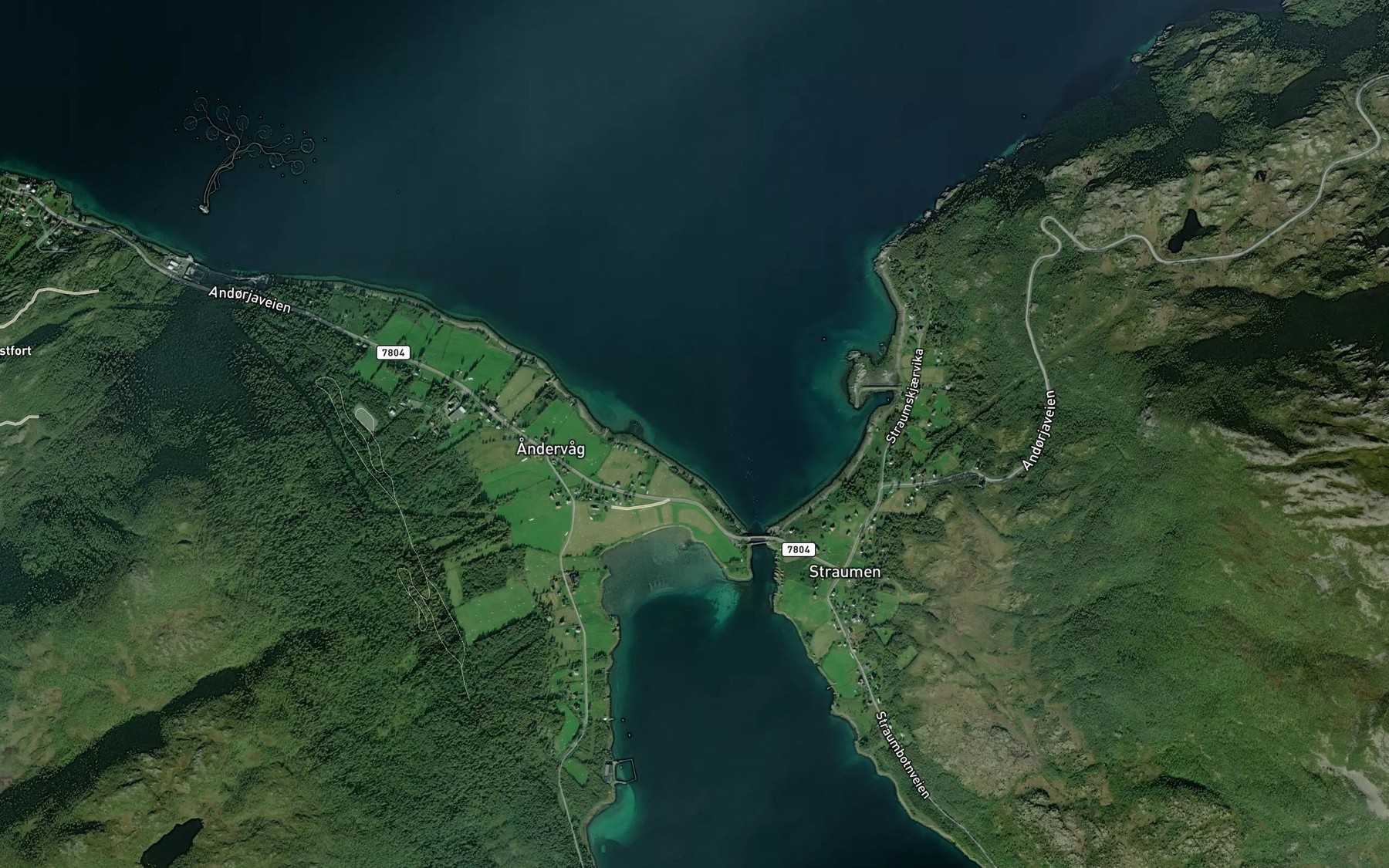 Satellite map of the Straumbotn