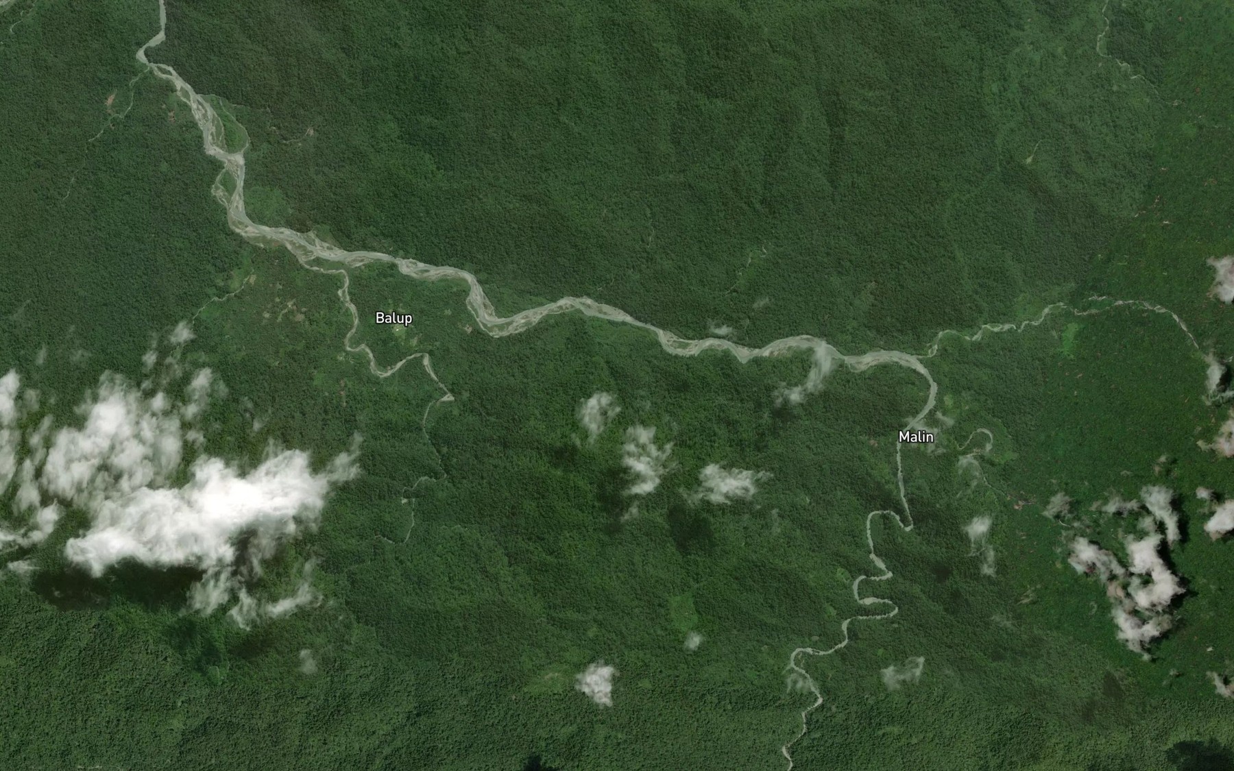 Satellite map of the Inambule Creek