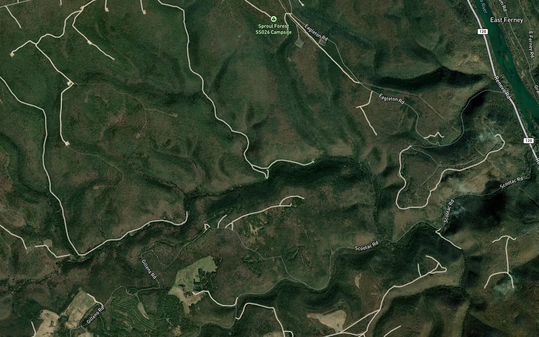 Satellite map of the Boiler Run