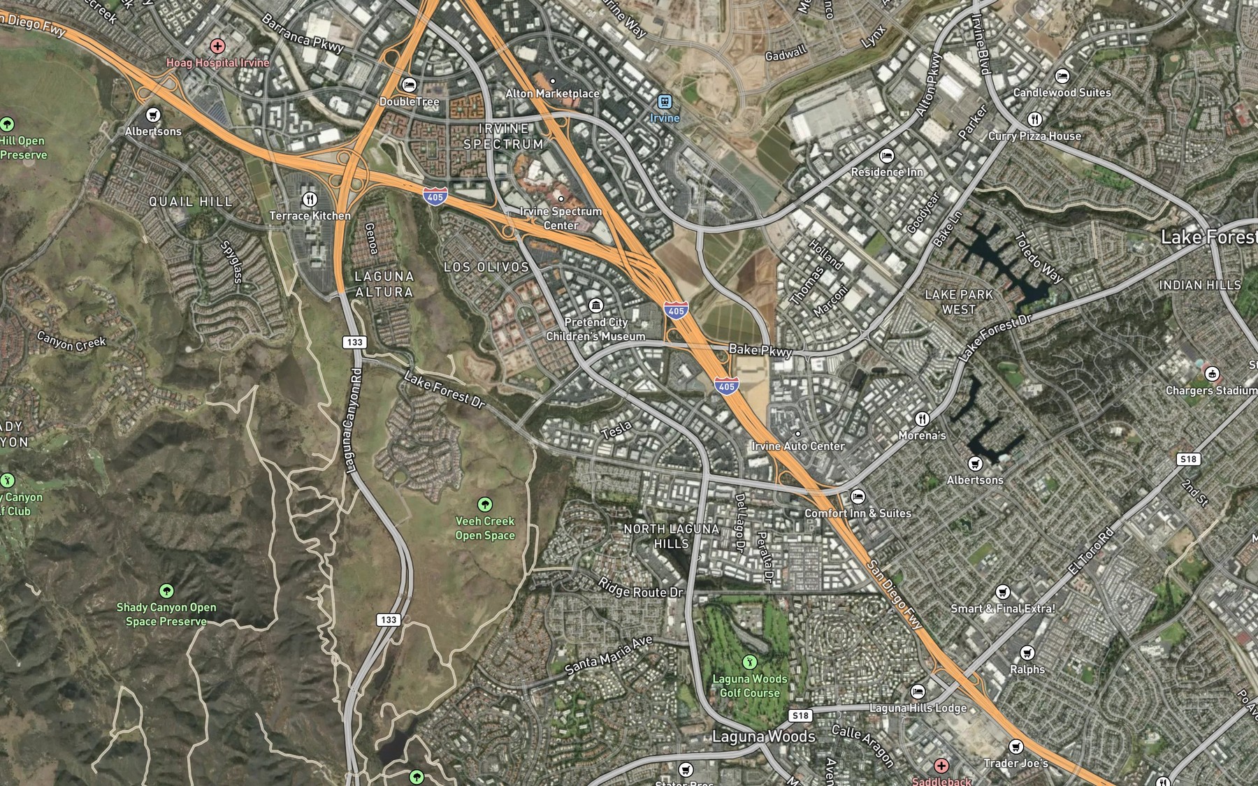 Satellite map of the Serrano Creek