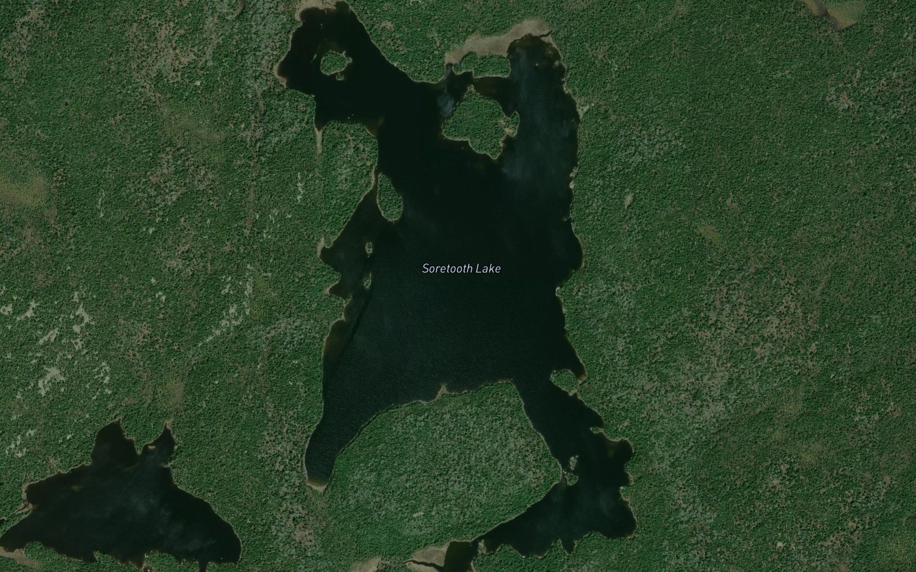 Satellite map of the Soretooth Lake
