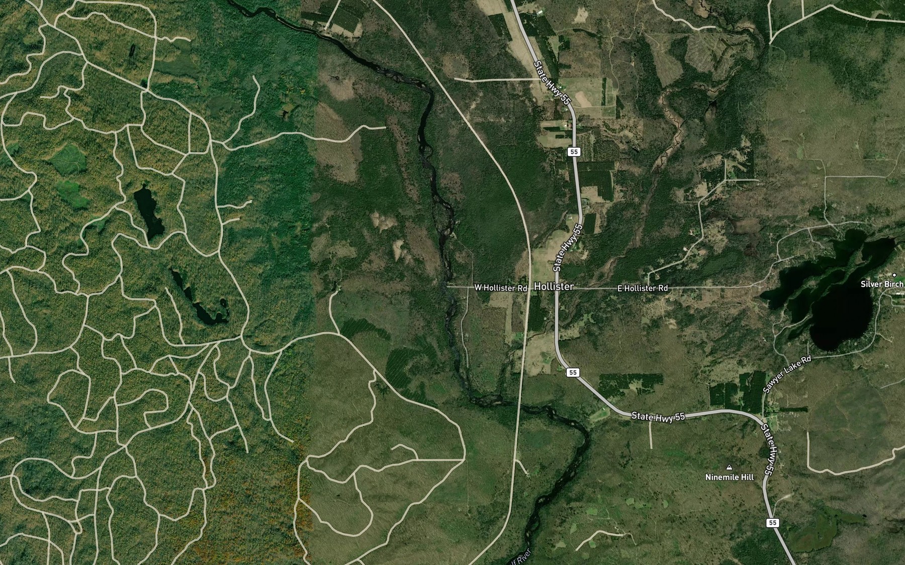 Satellite map of the Burnt Point Rapids