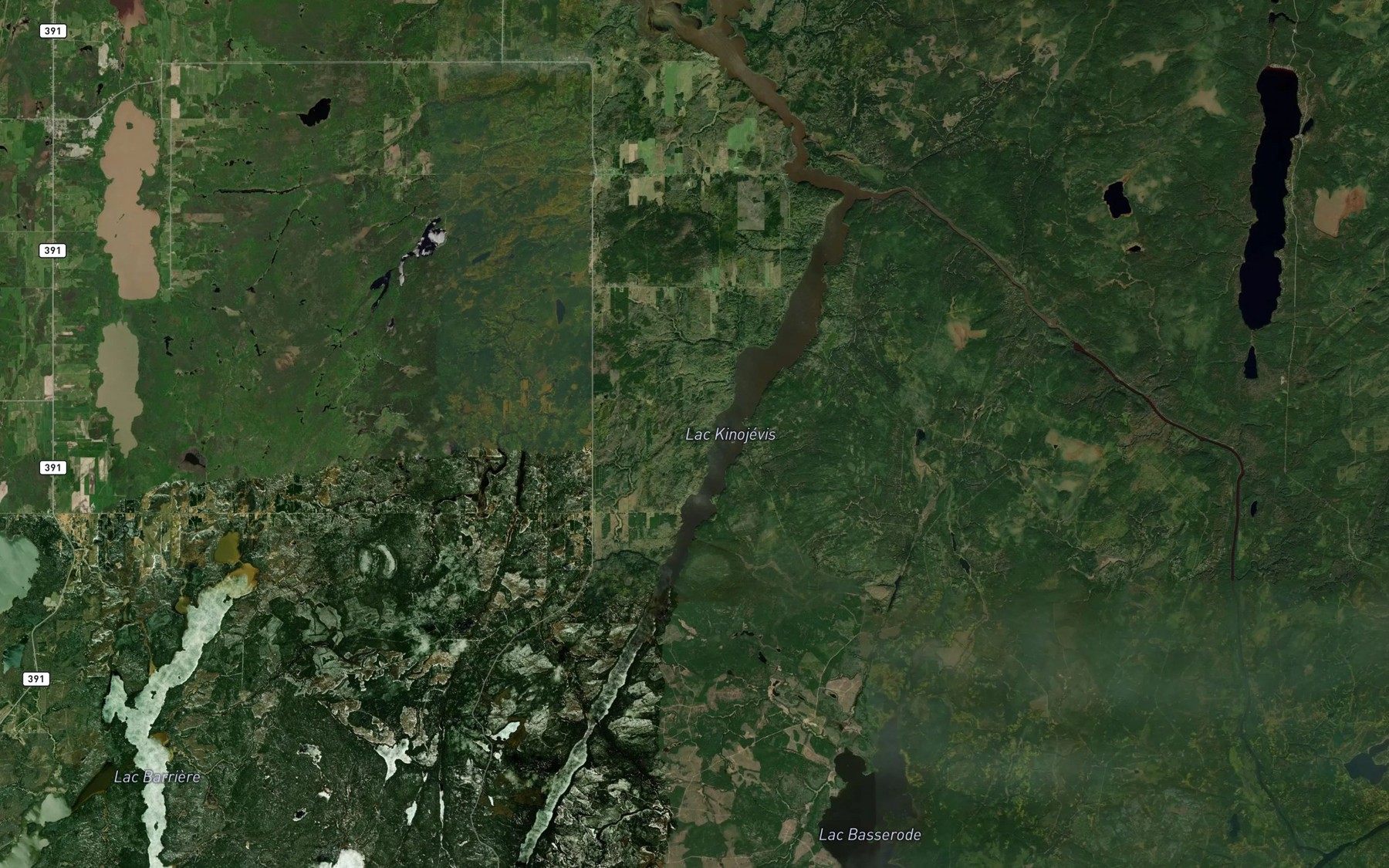 Satellite map of the Lac Kinojevis