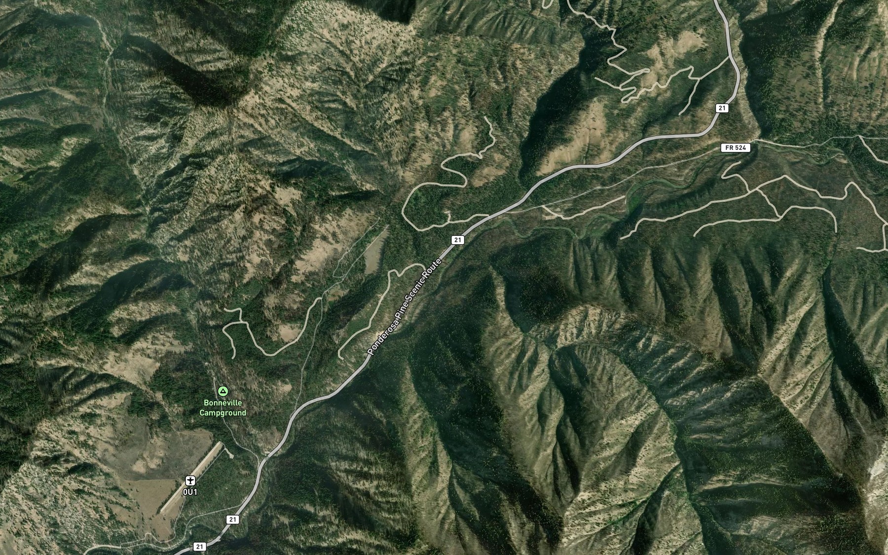 Satellite map of the Burn Creek