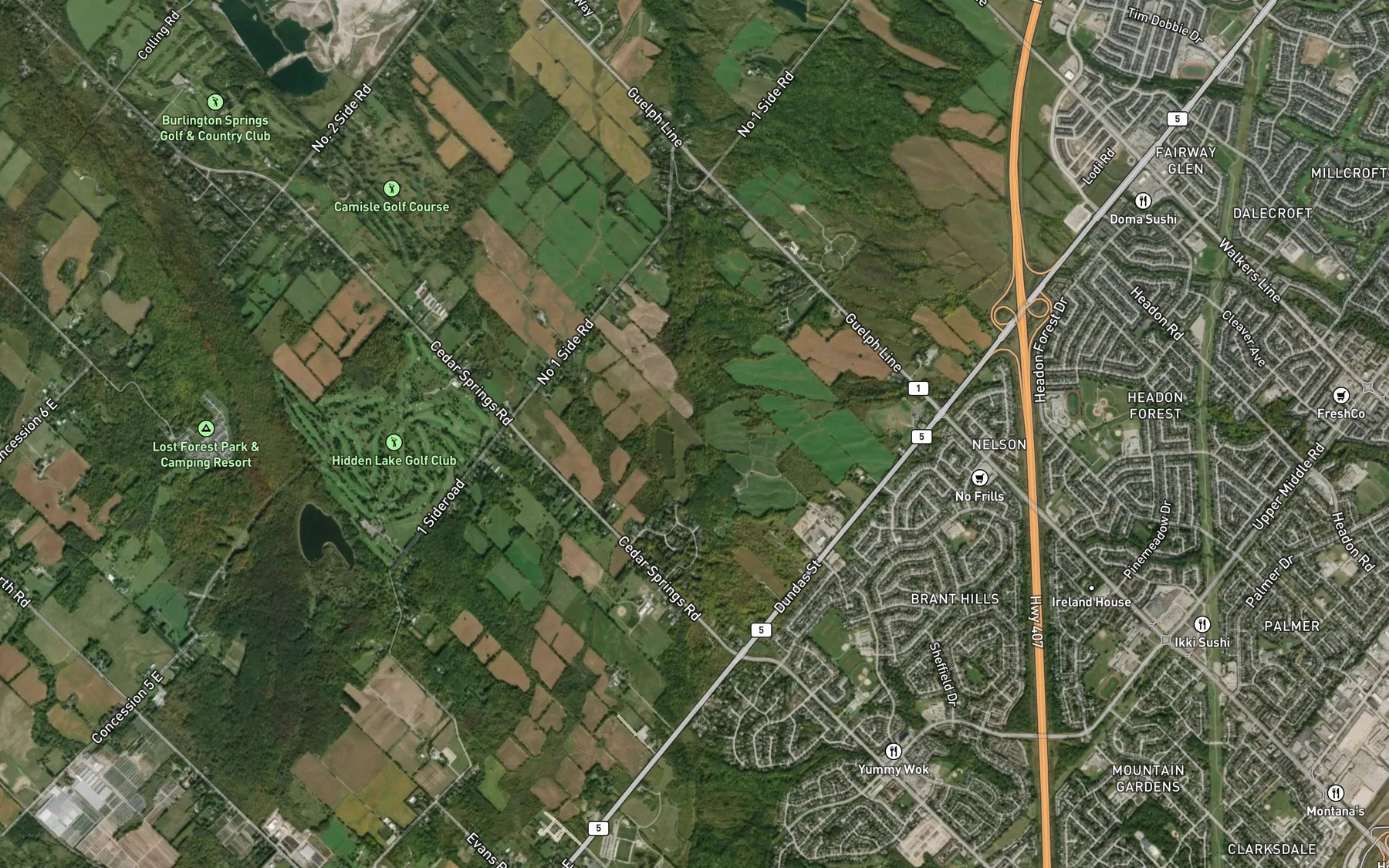 Satellite map of the Fisher's Pond