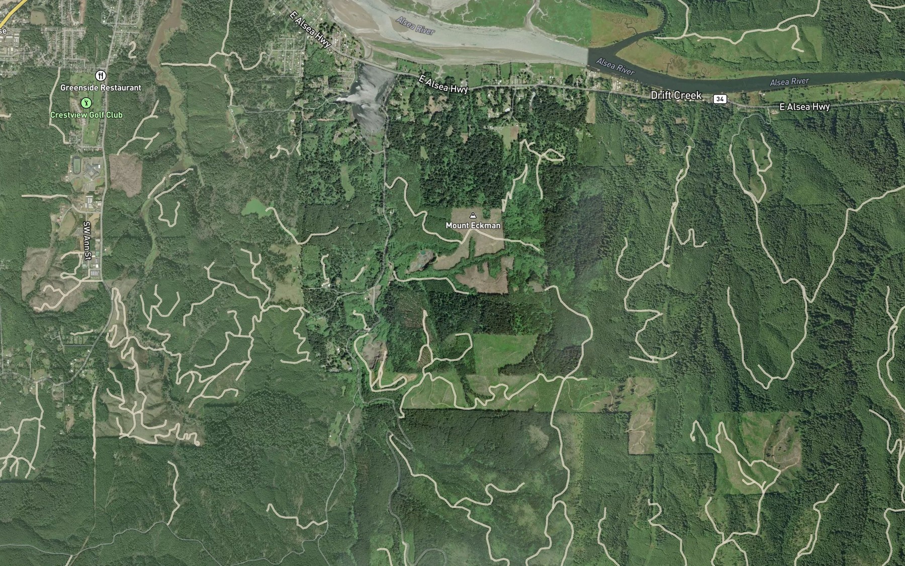 Satellite map of the South Fork Weist Creek