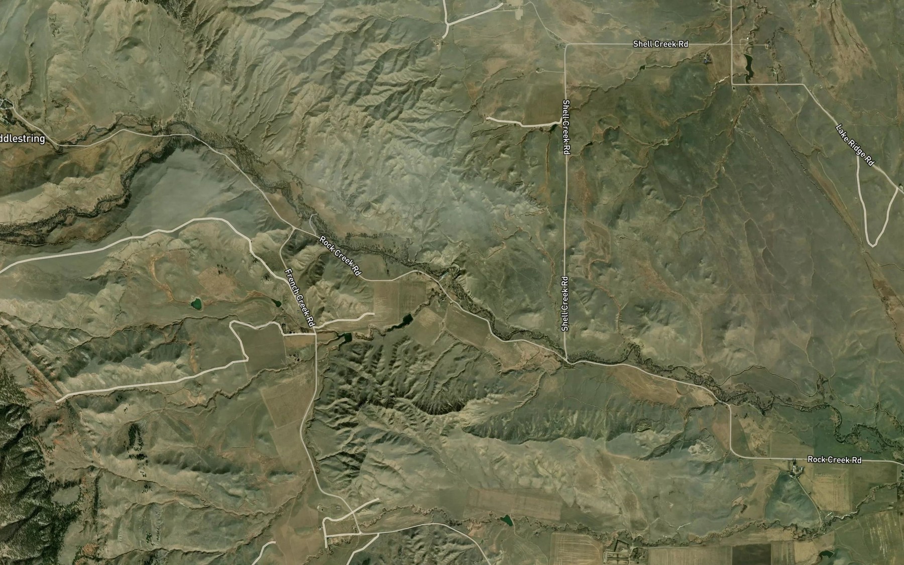 Satellite map of the Mowry Creek