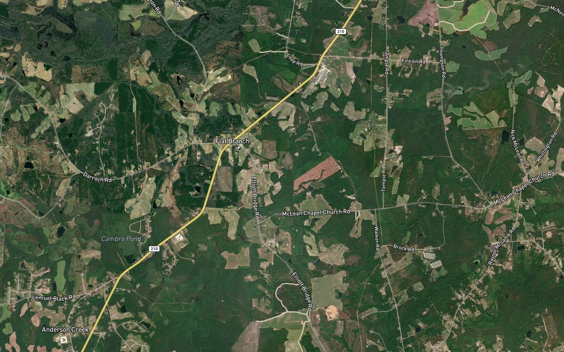 Satellite map of the Kates Creek