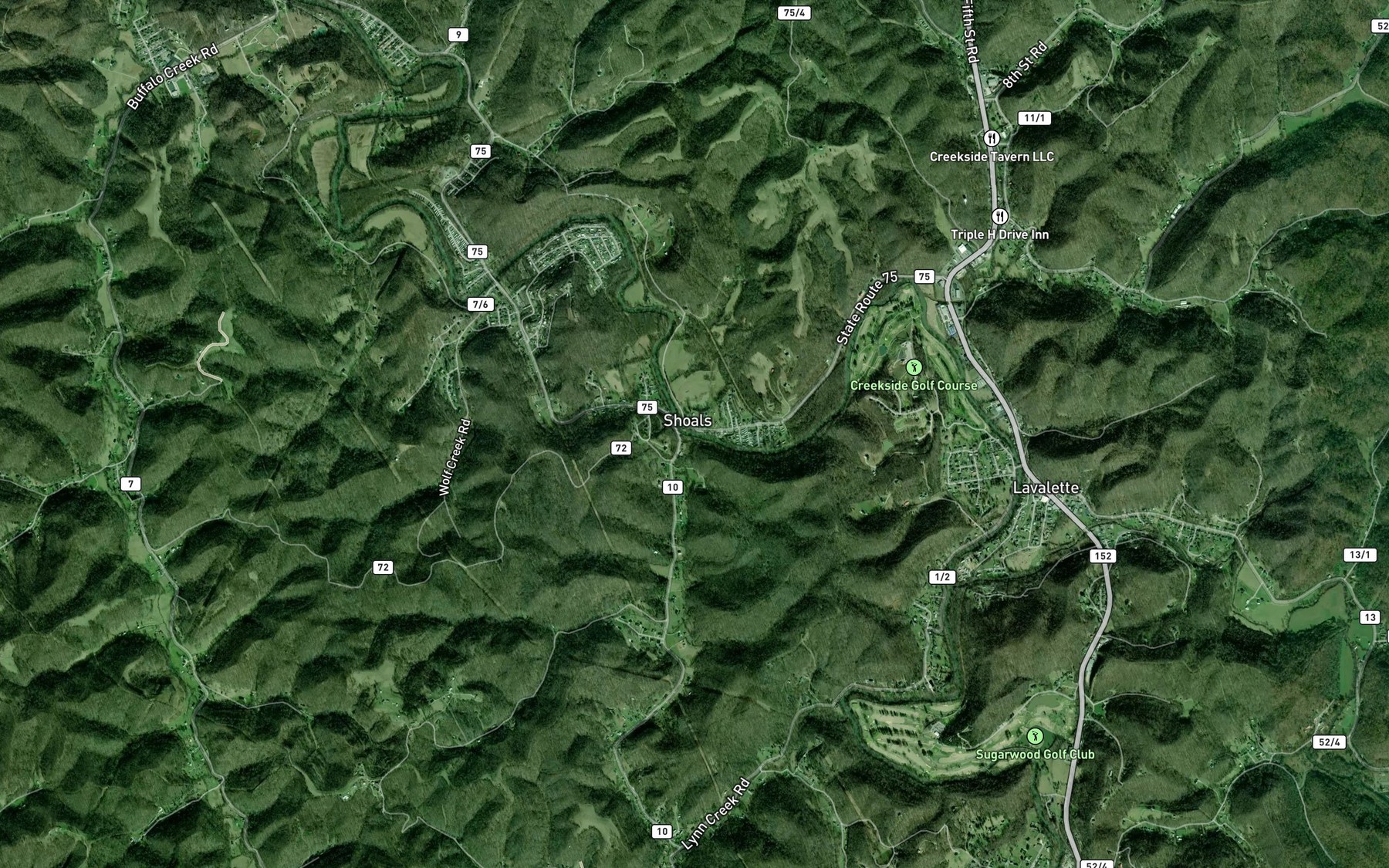 Satellite map of the Newcomb Creek