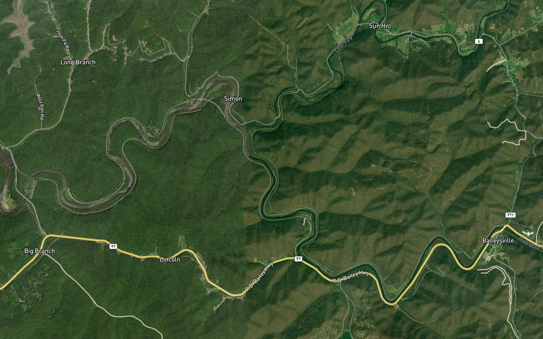 Satellite map of the Brickle Branch