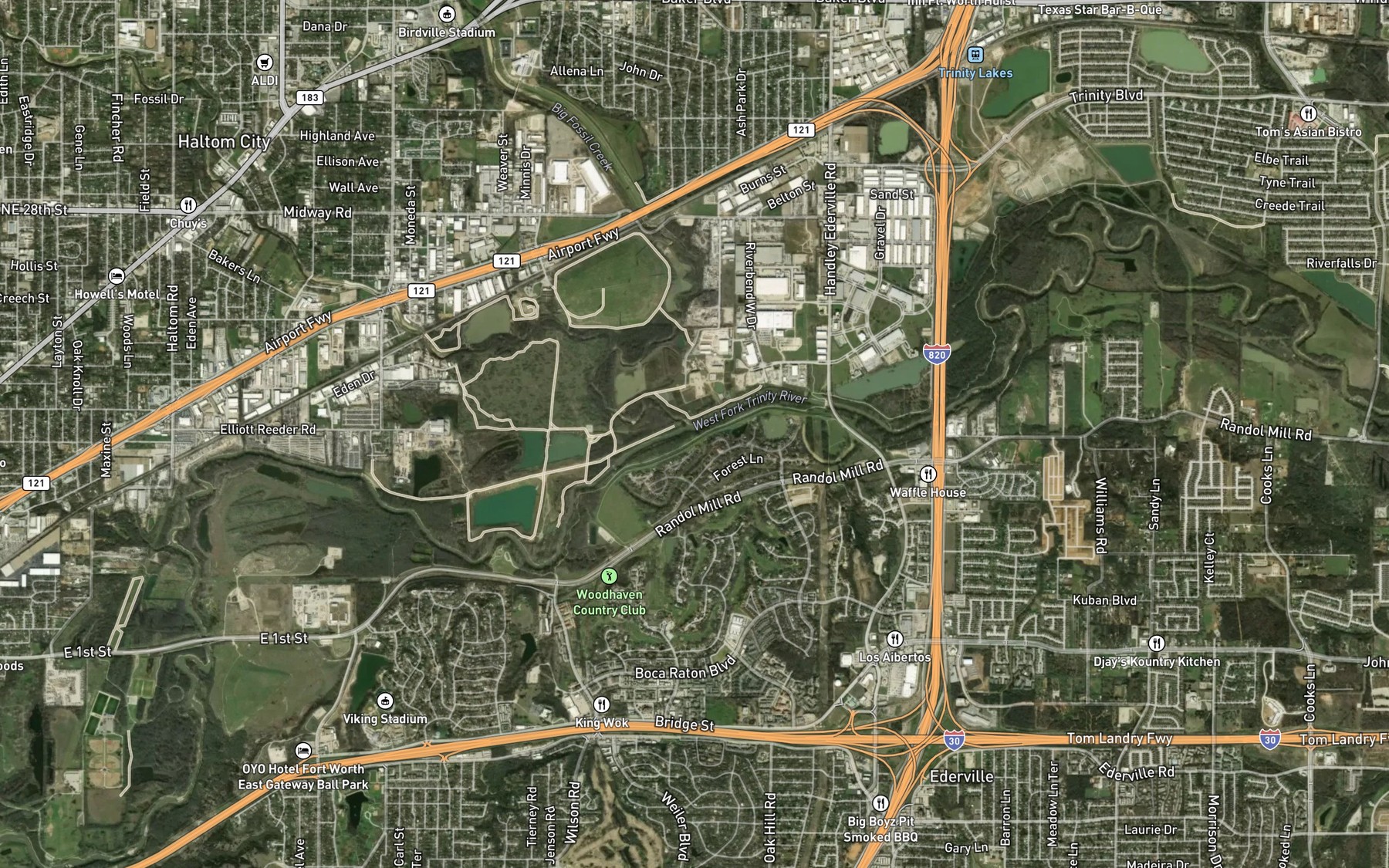 Satellite map of the Big Fossil Creek