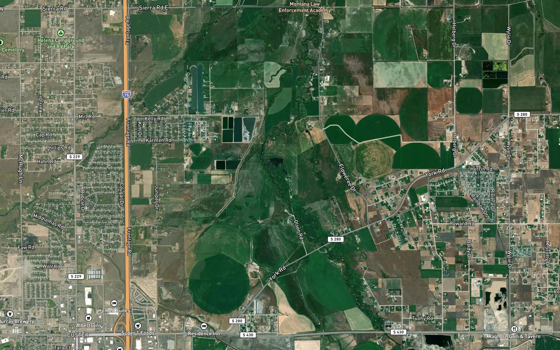 Satellite map of the Stansfield Lake