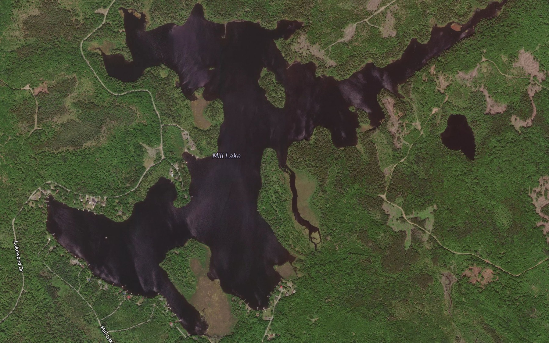 Satellite map of the Mill Lake