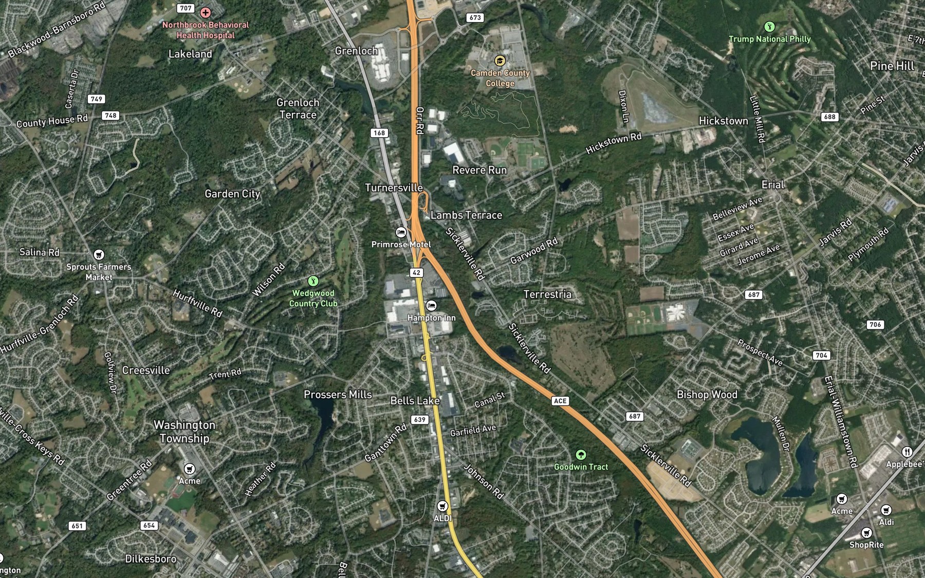 Satellite map of the Stone Bridge Branch