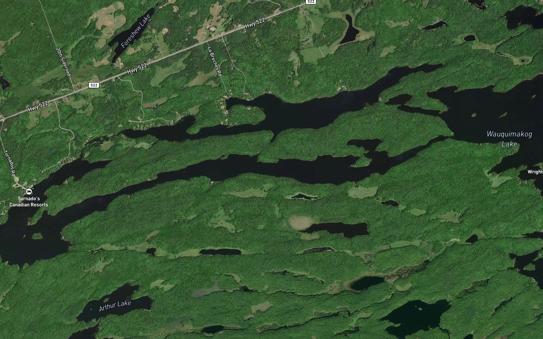 Satellite map of the Toad Lake