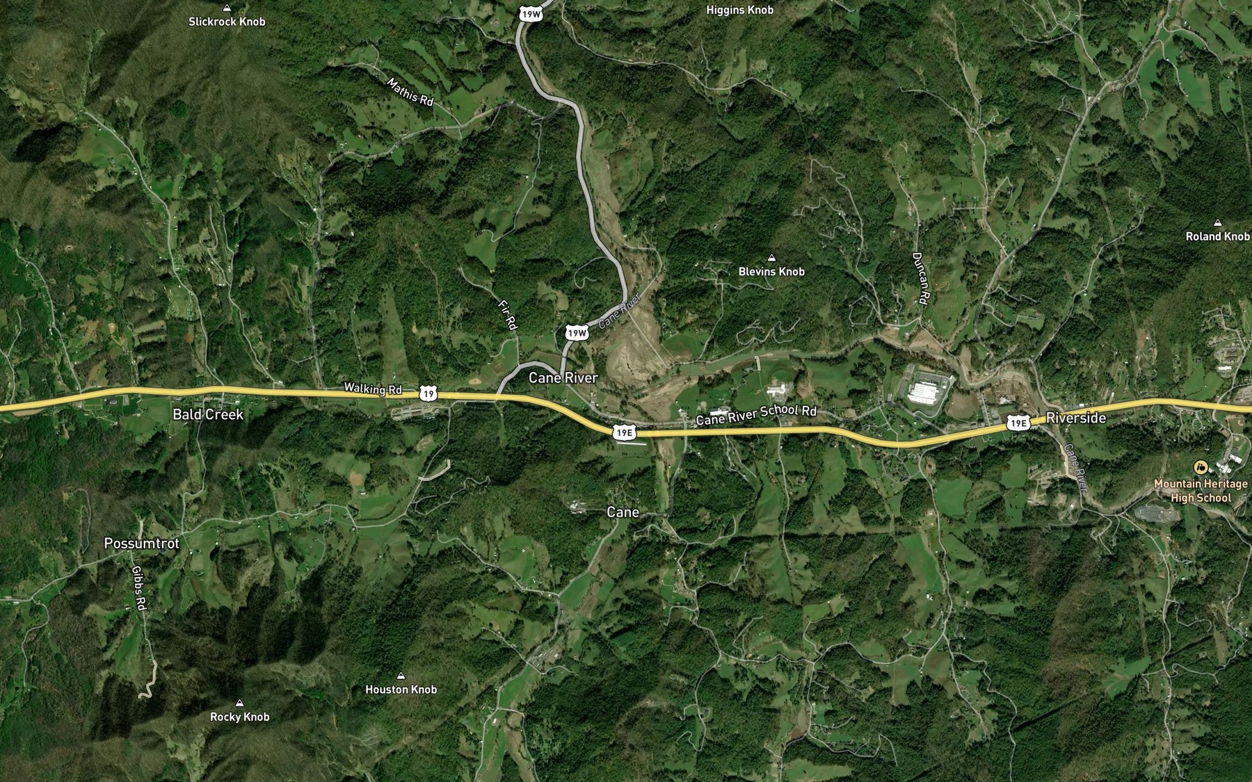 Satellite map of the Price Creek