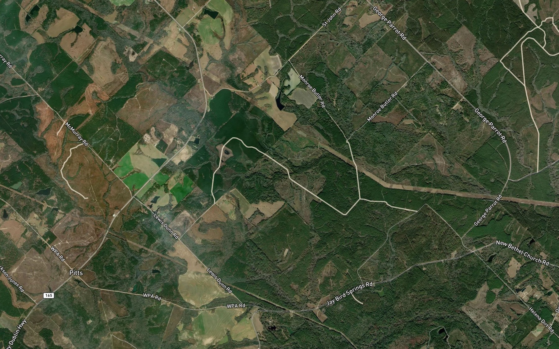 Satellite map of the Little Joiner Creek