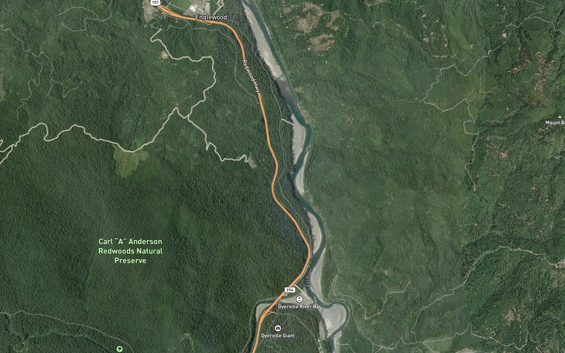 Satellite map of the Matthews Creek