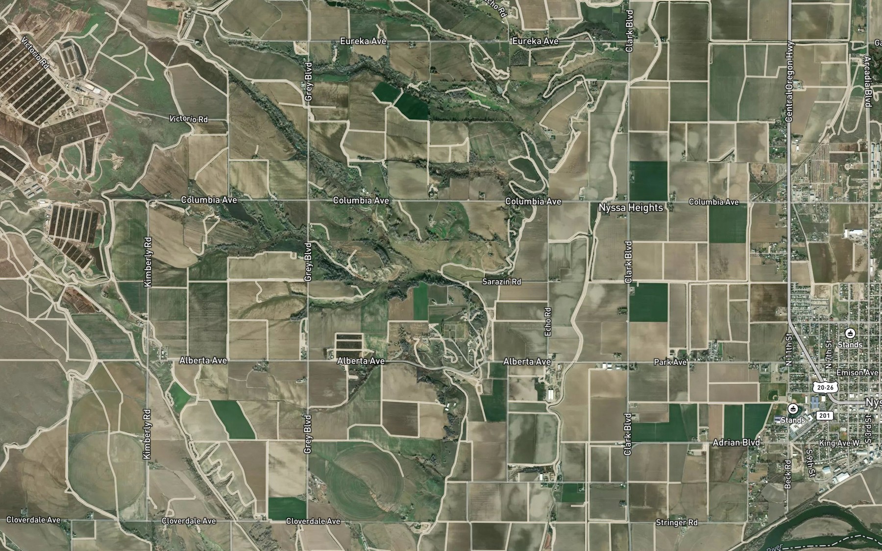 Satellite map of the Sheep Creek