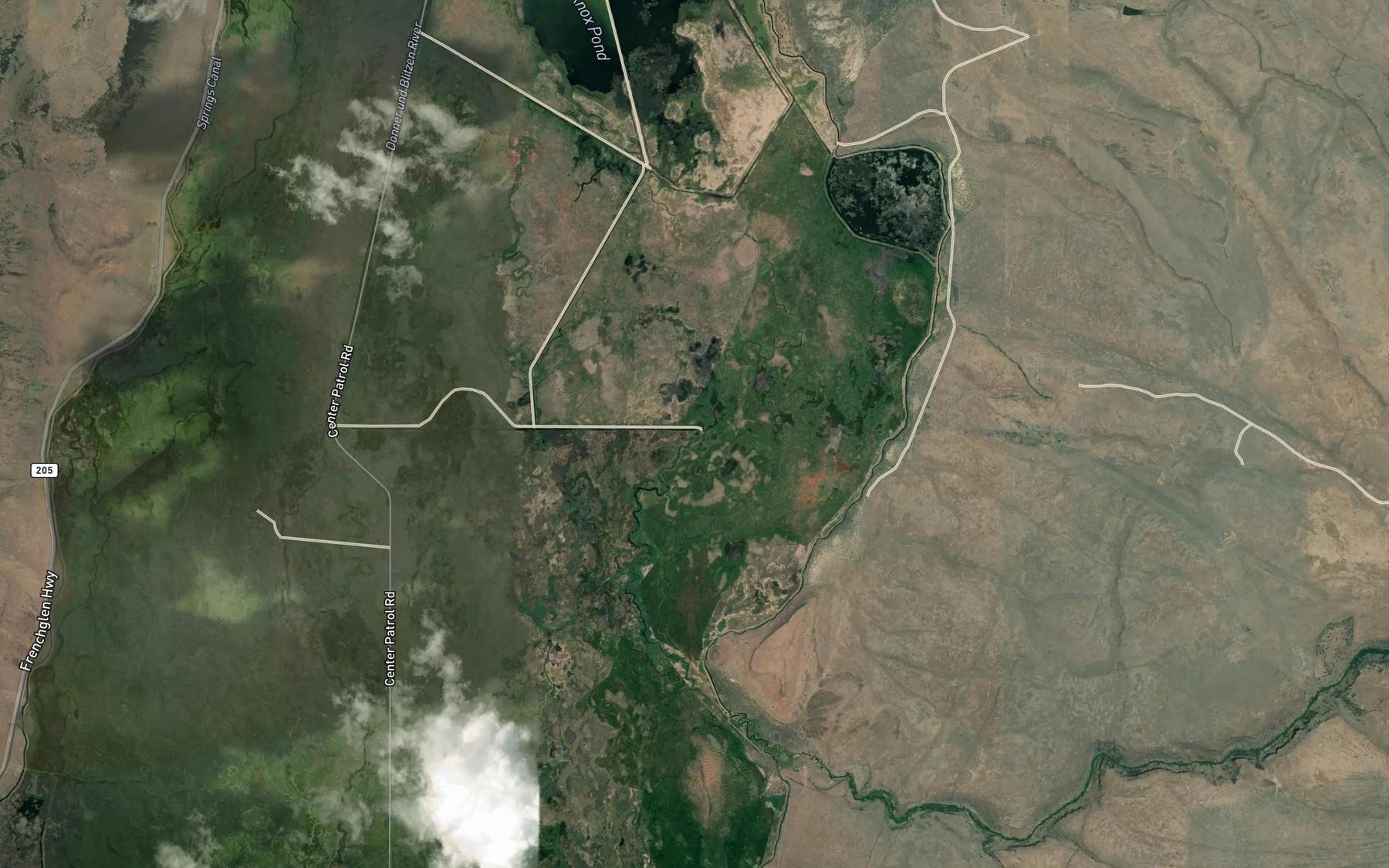 Satellite map of the Bridge Creek
