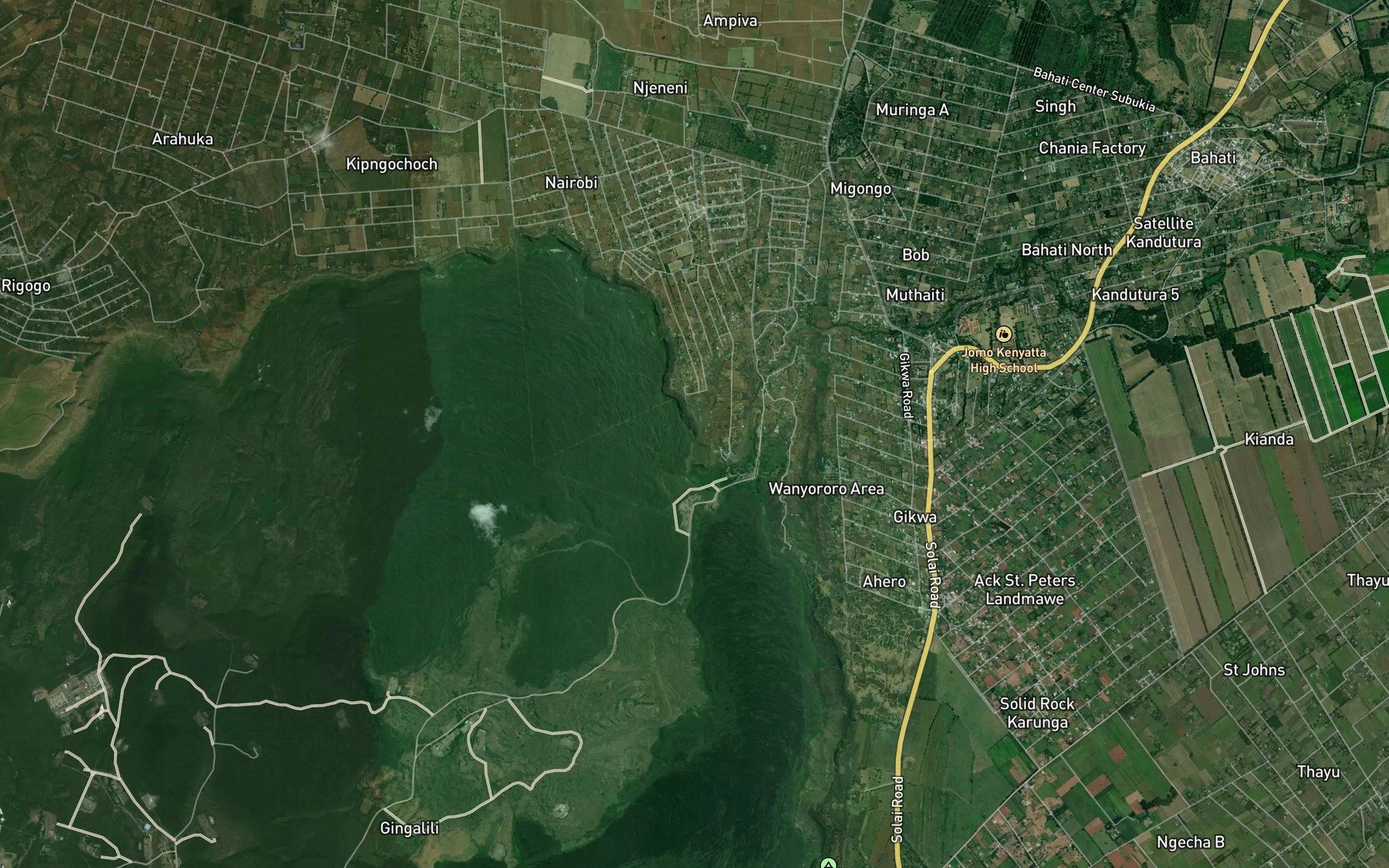 Satellite map of the Crater Stream