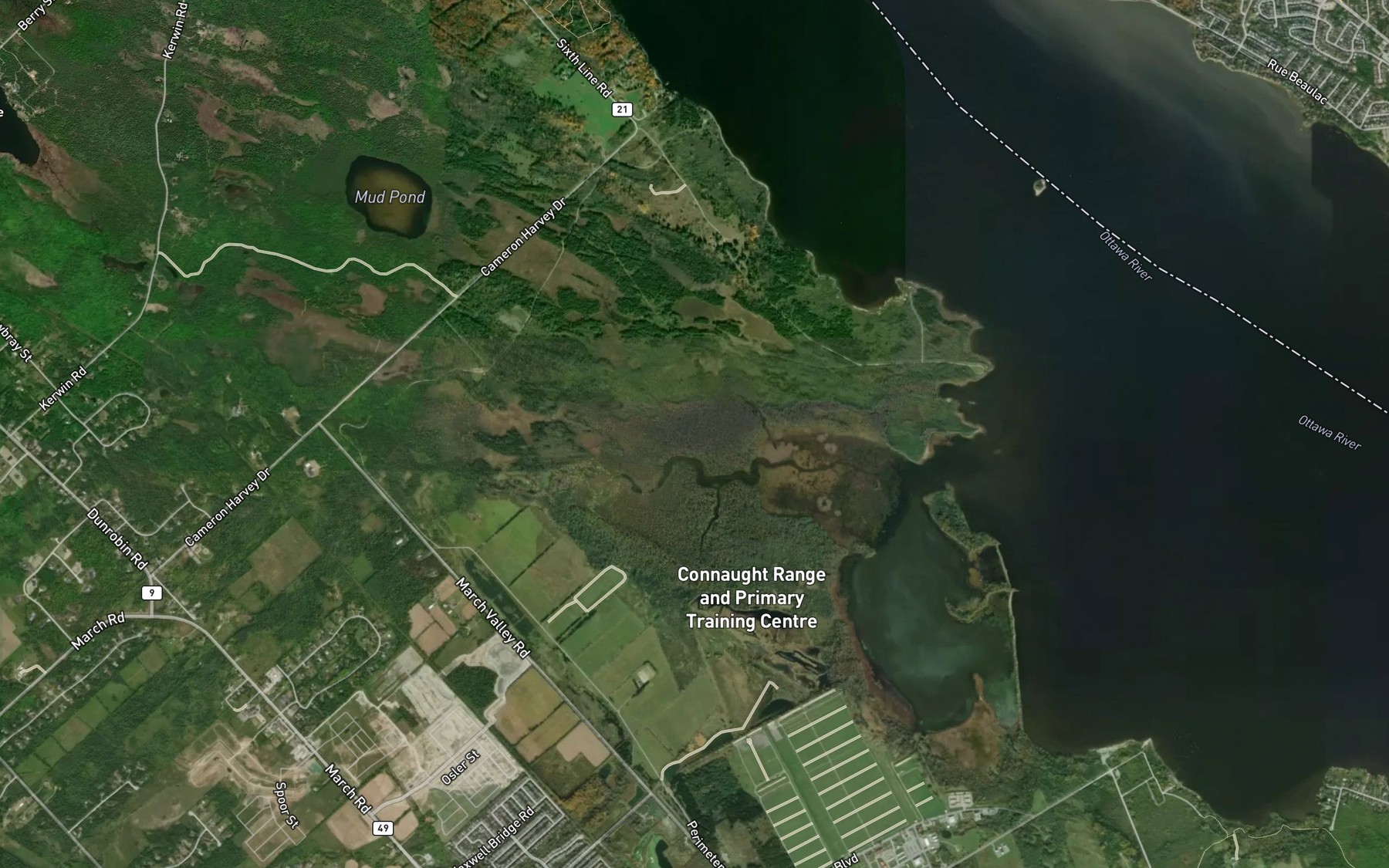 Satellite map of the Shirleys Brook