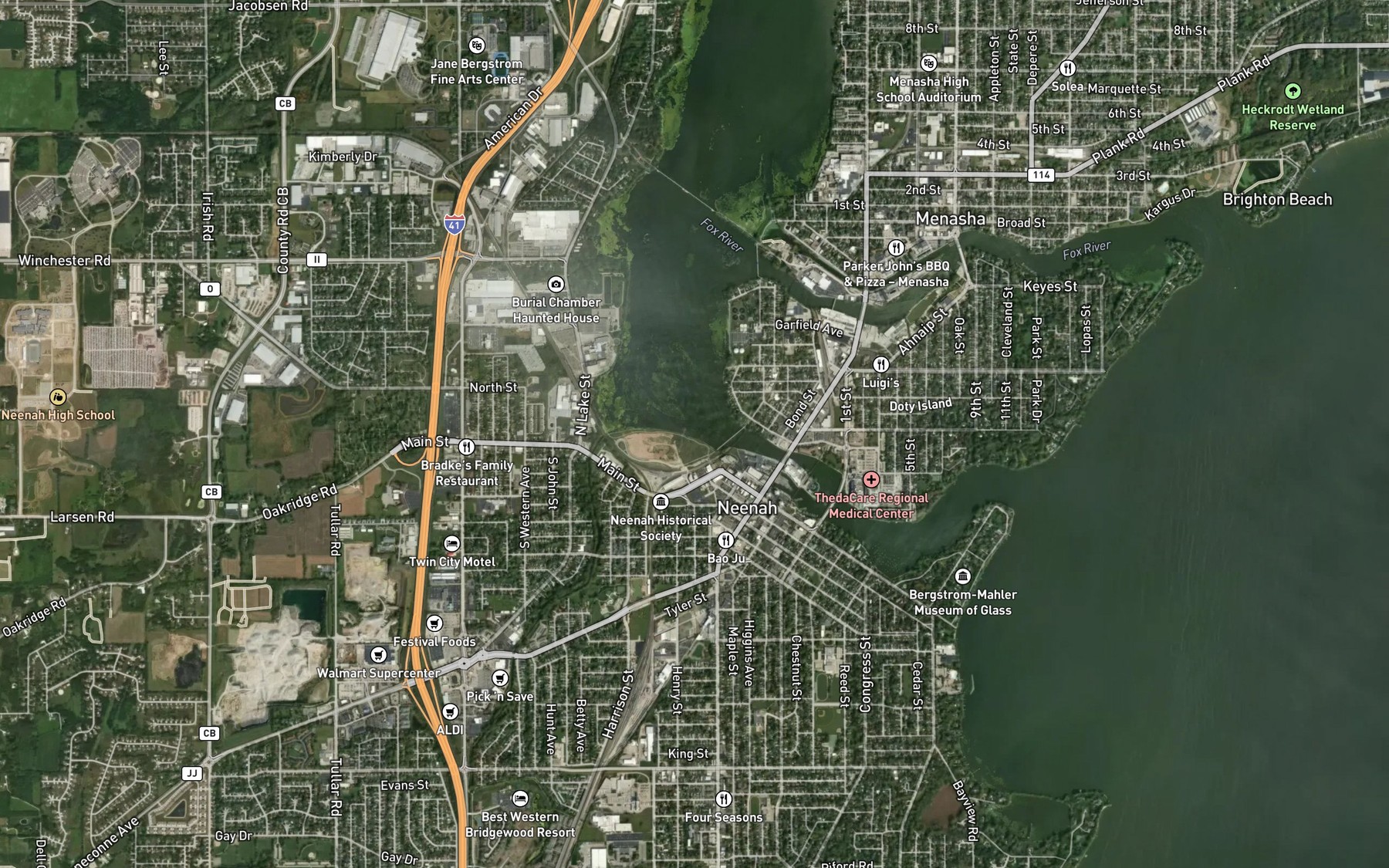 Satellite map of the Arrowhead Park
