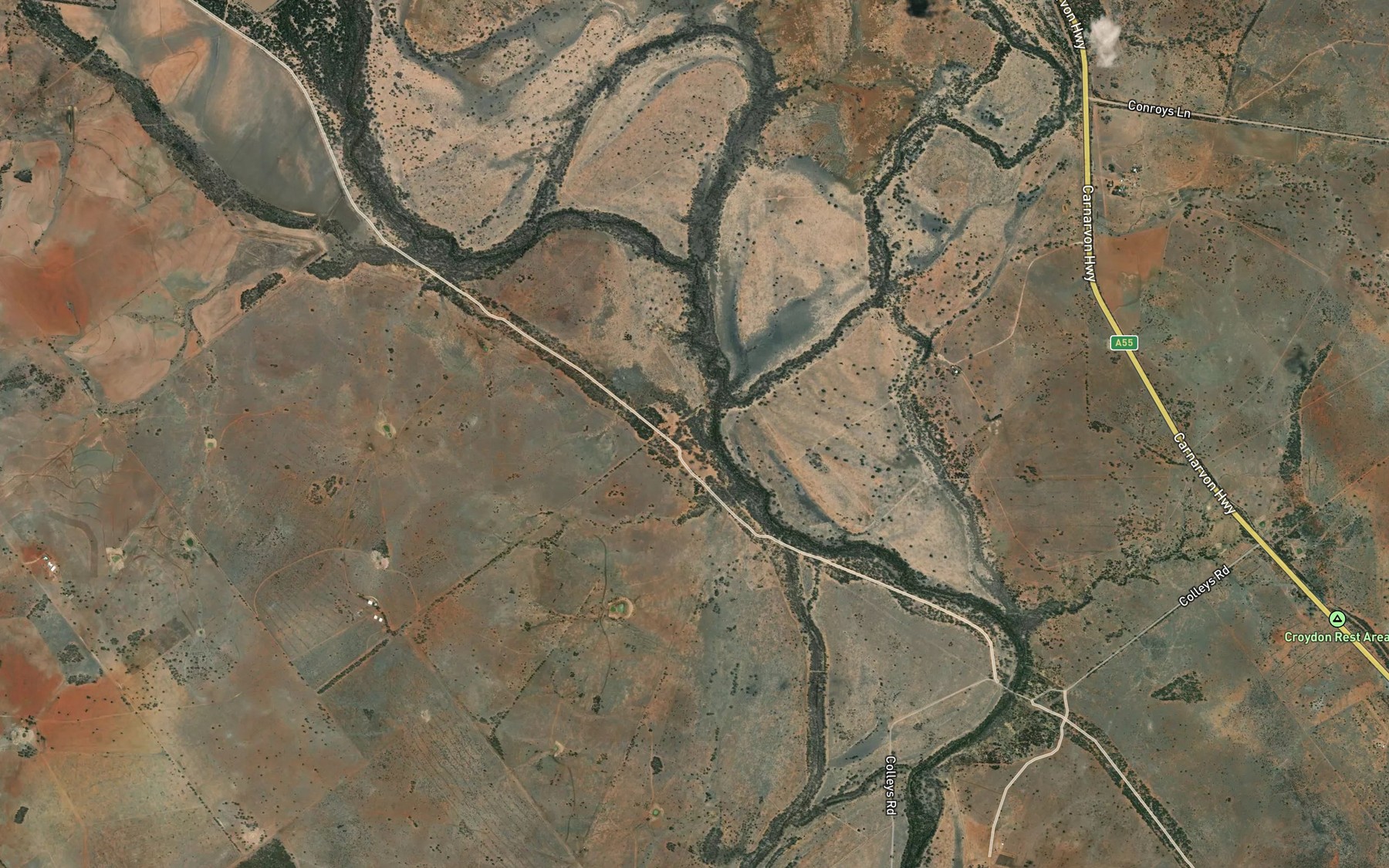 Satellite map of the Blyth Creek