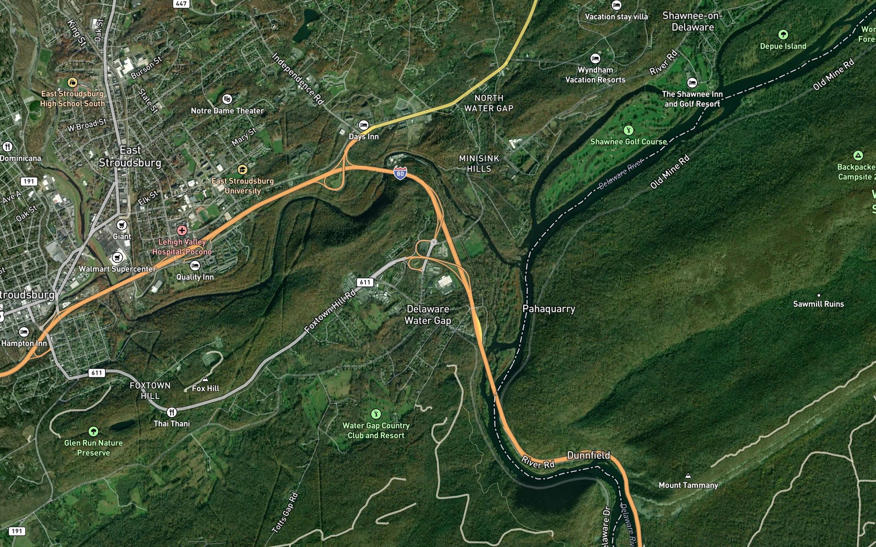 Satellite map of the Cherry Creek