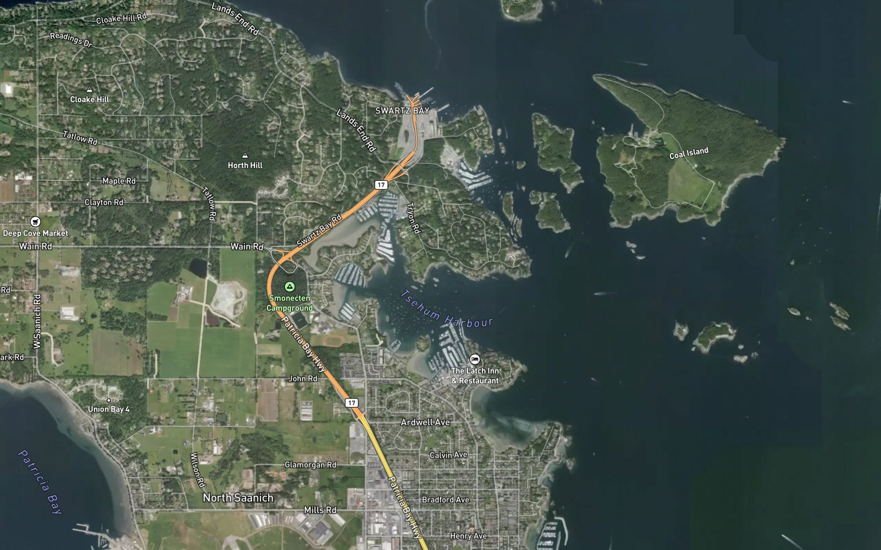 Satellite map of the Bryden Bay