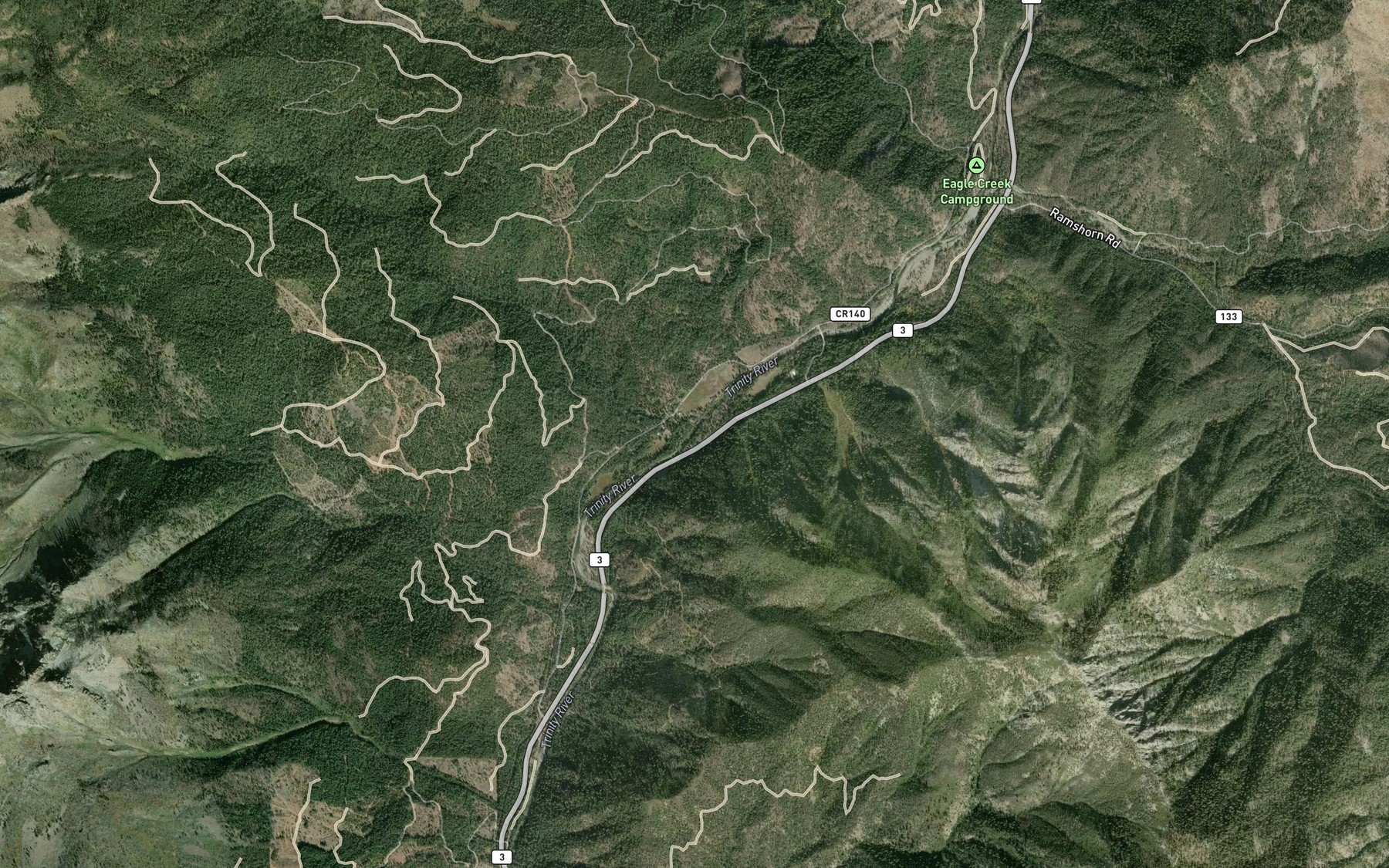 Satellite map of the Ripple Creek