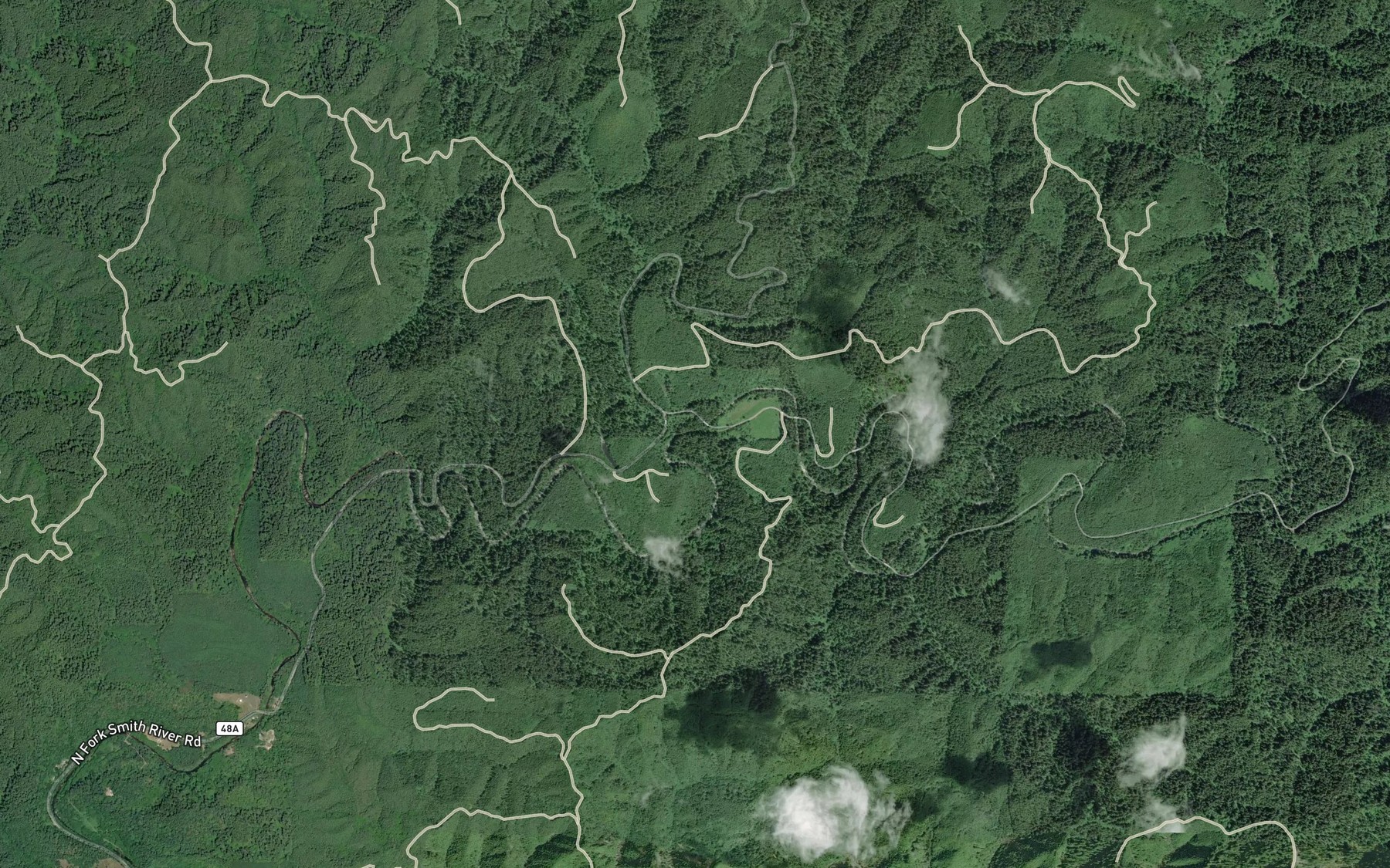 Satellite map of the West Branch North Fork Smith River