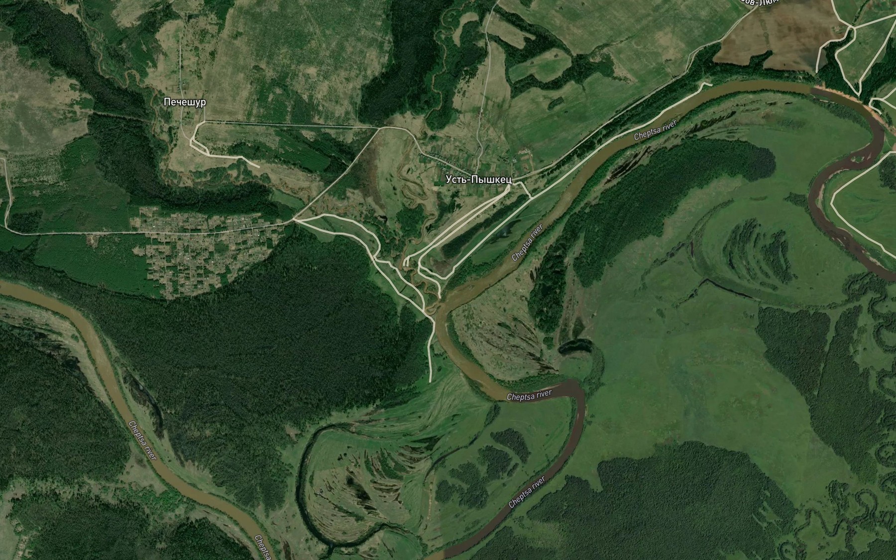 Satellite map of the Pyshkets