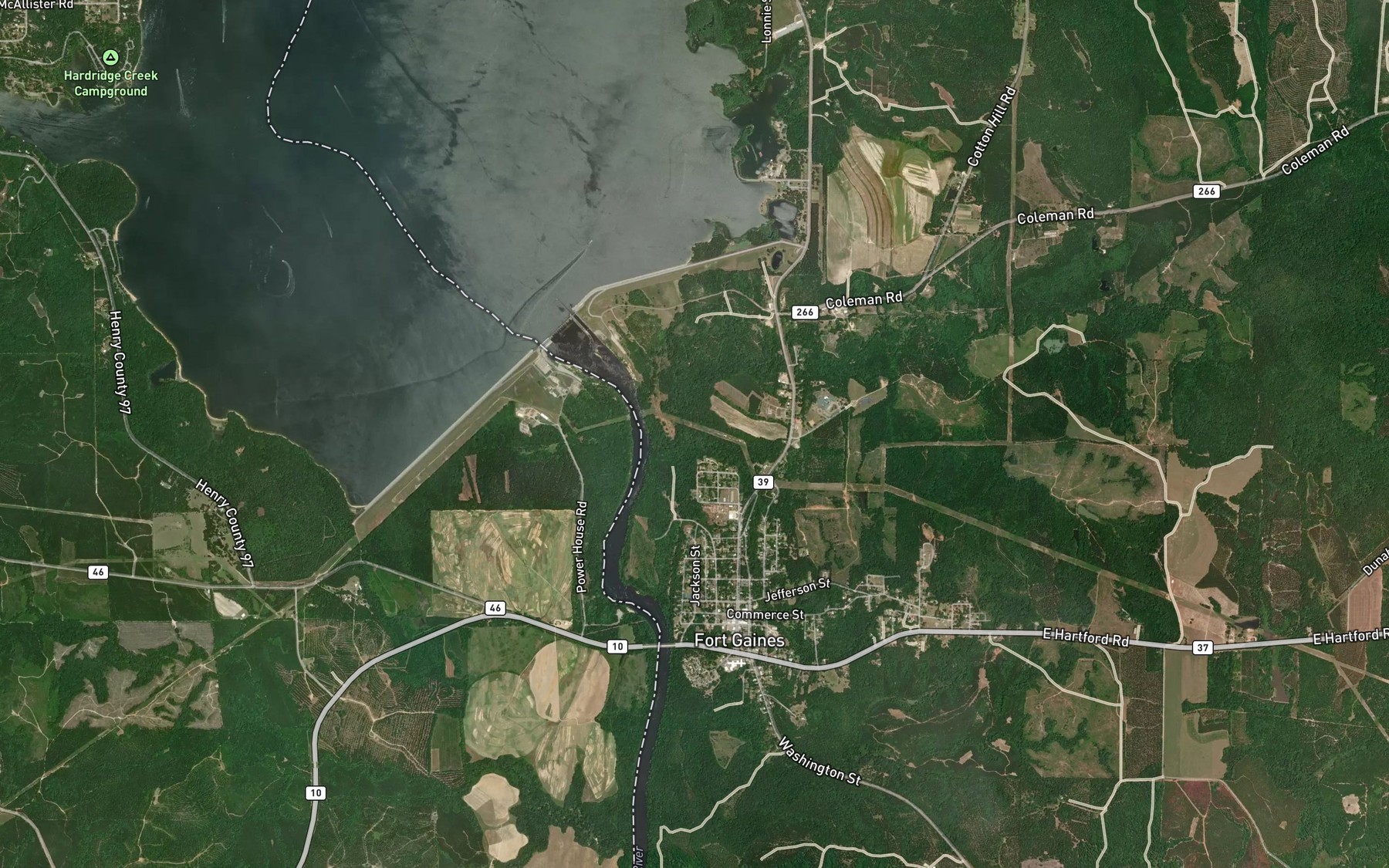 Satellite map of the Town Branch