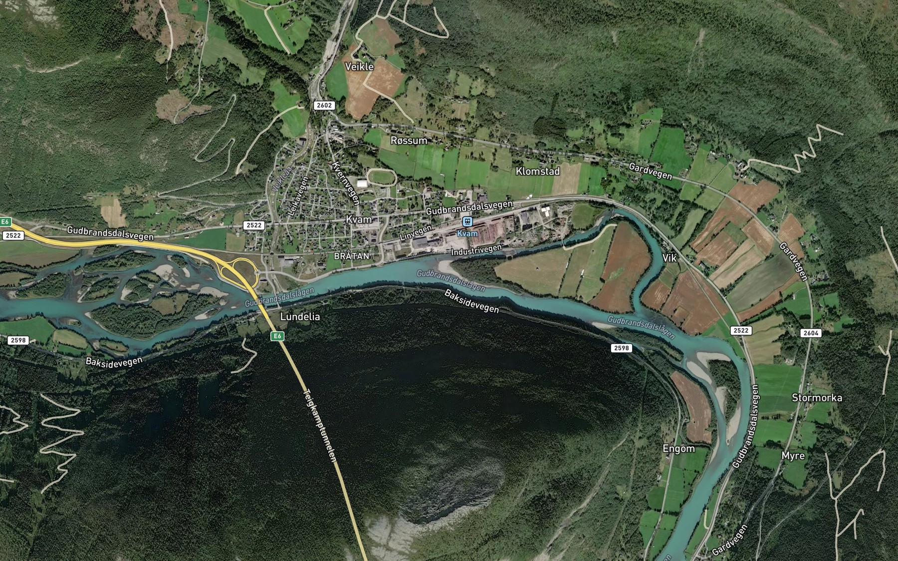 Satellite map of the Klevstadfossen