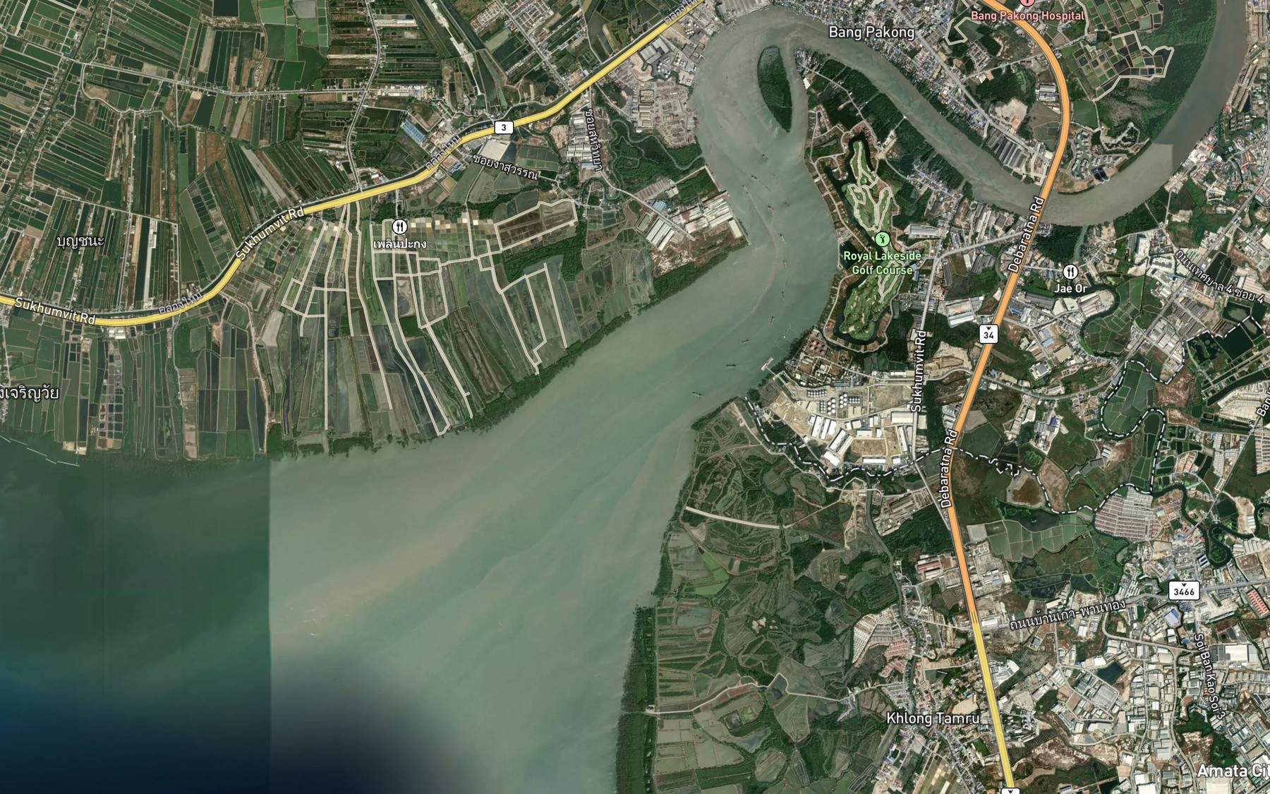 Satellite map of the Mae Nam Bang Pakong
