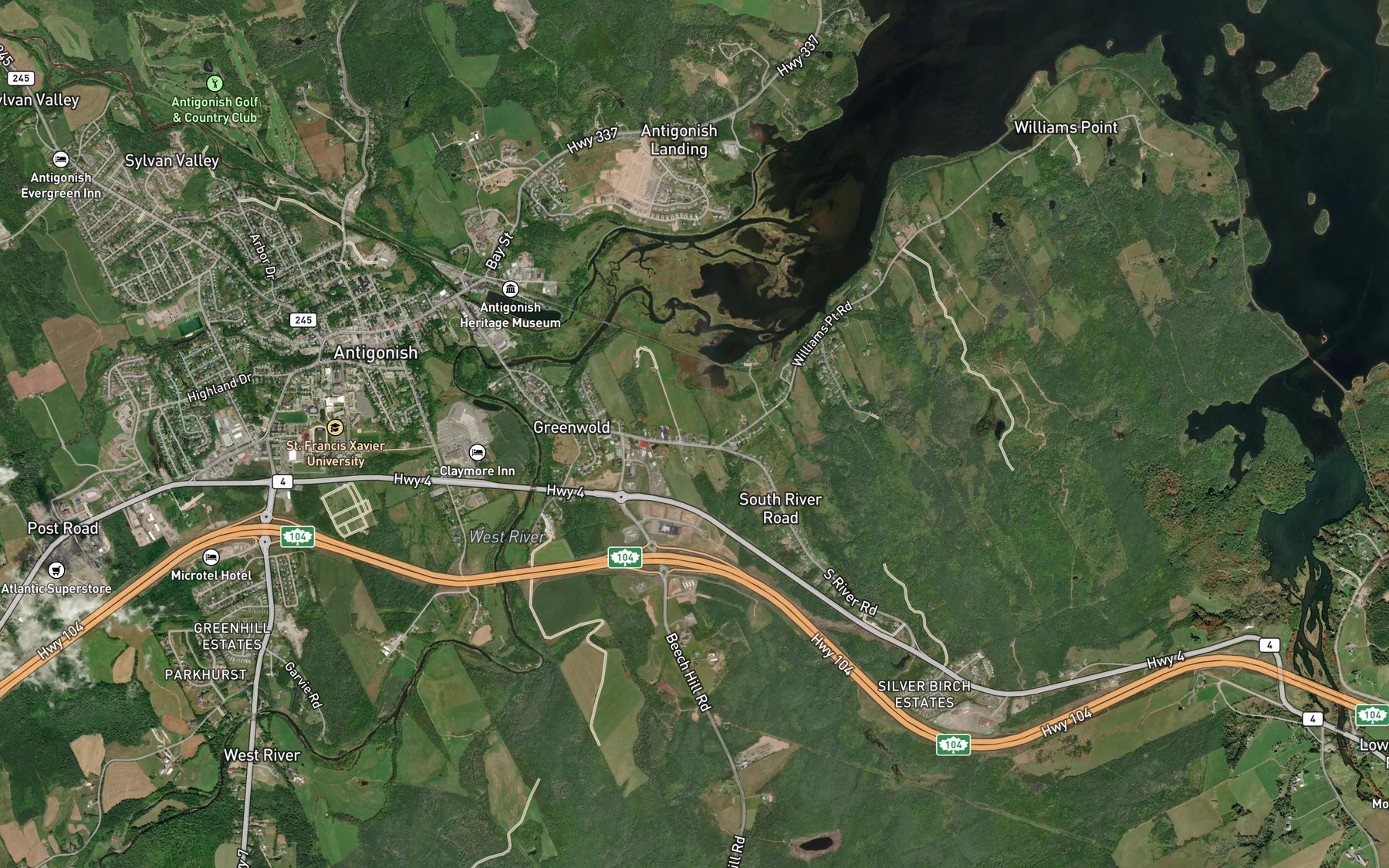 Satellite map of the West River