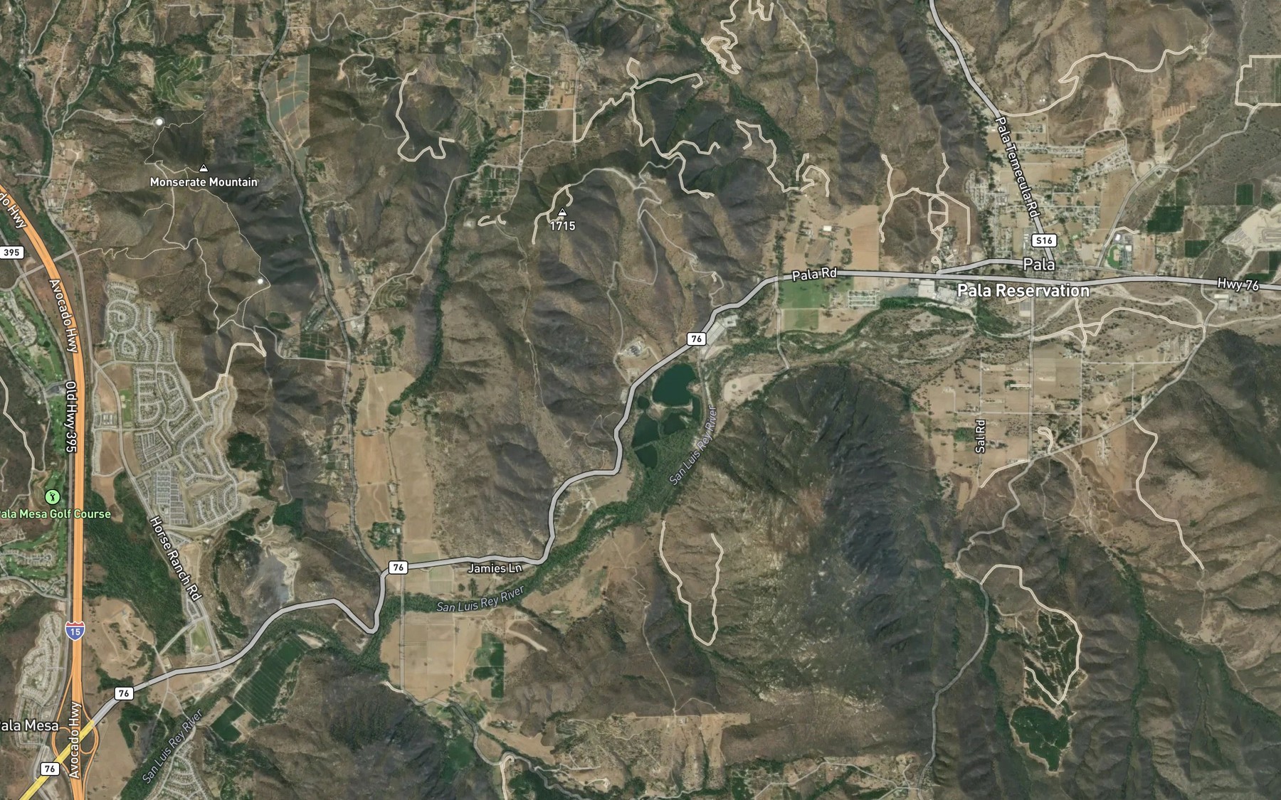 Satellite map of the Gomez Creek