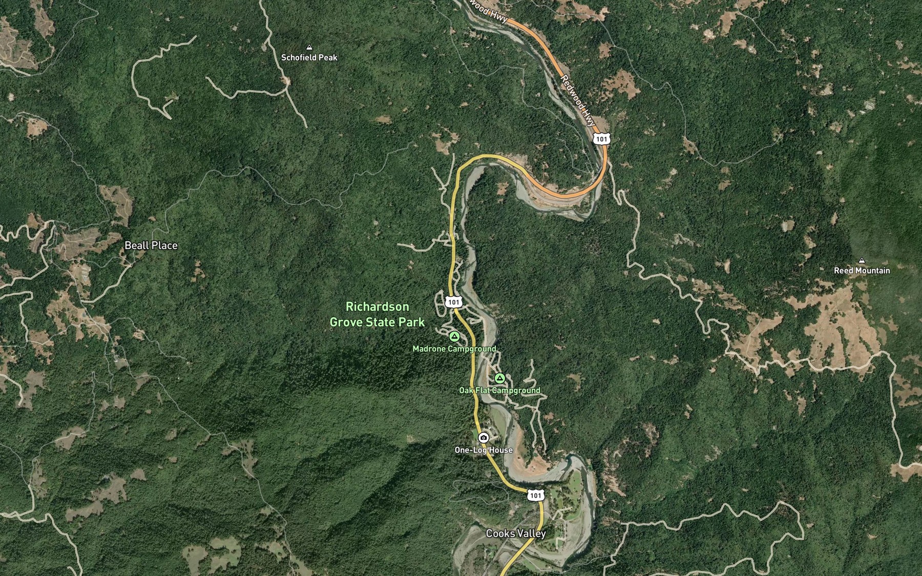 Satellite map of the North Creek