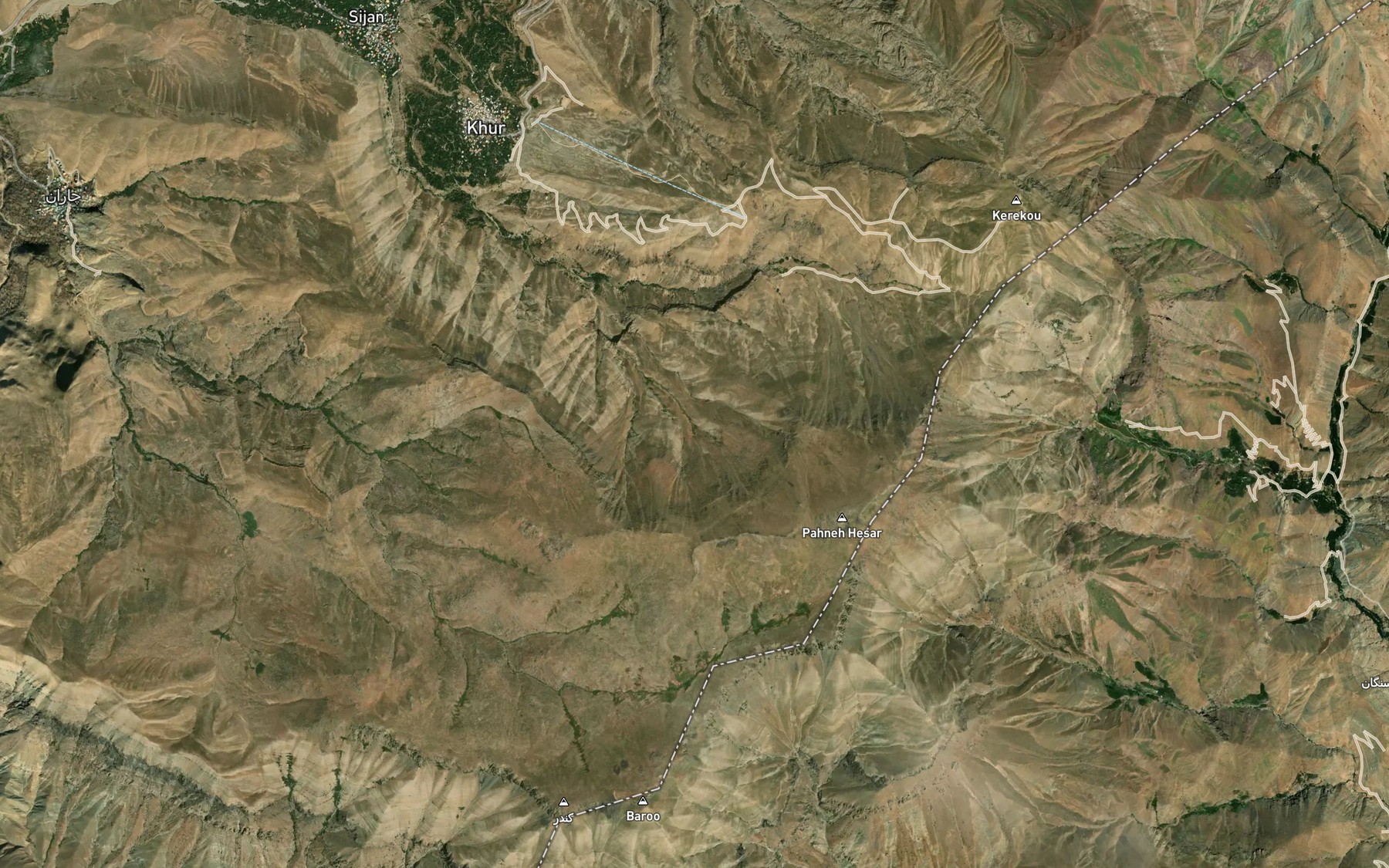 Satellite map of the Haft Cheshmeh