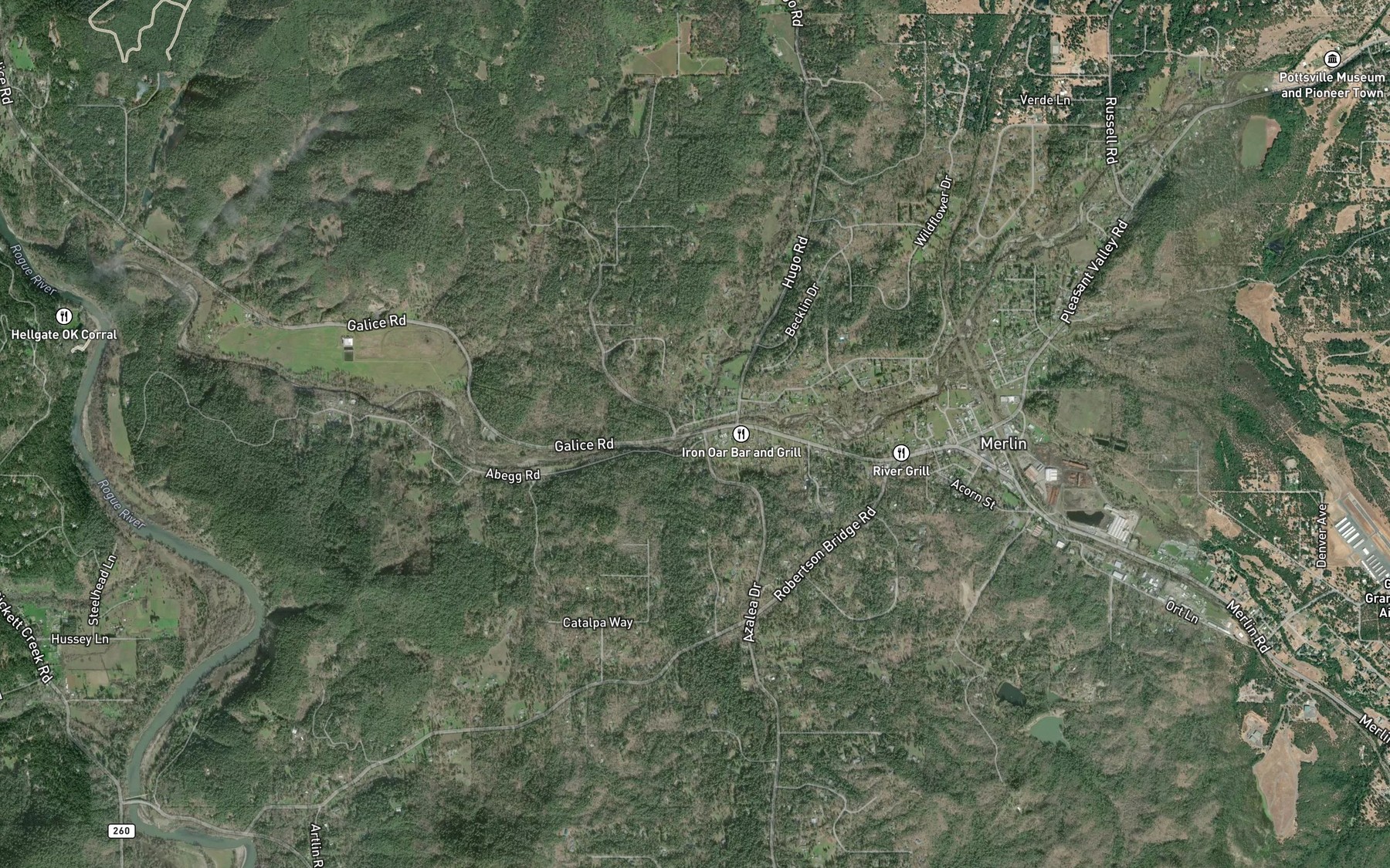 Satellite map of the Quartz Creek