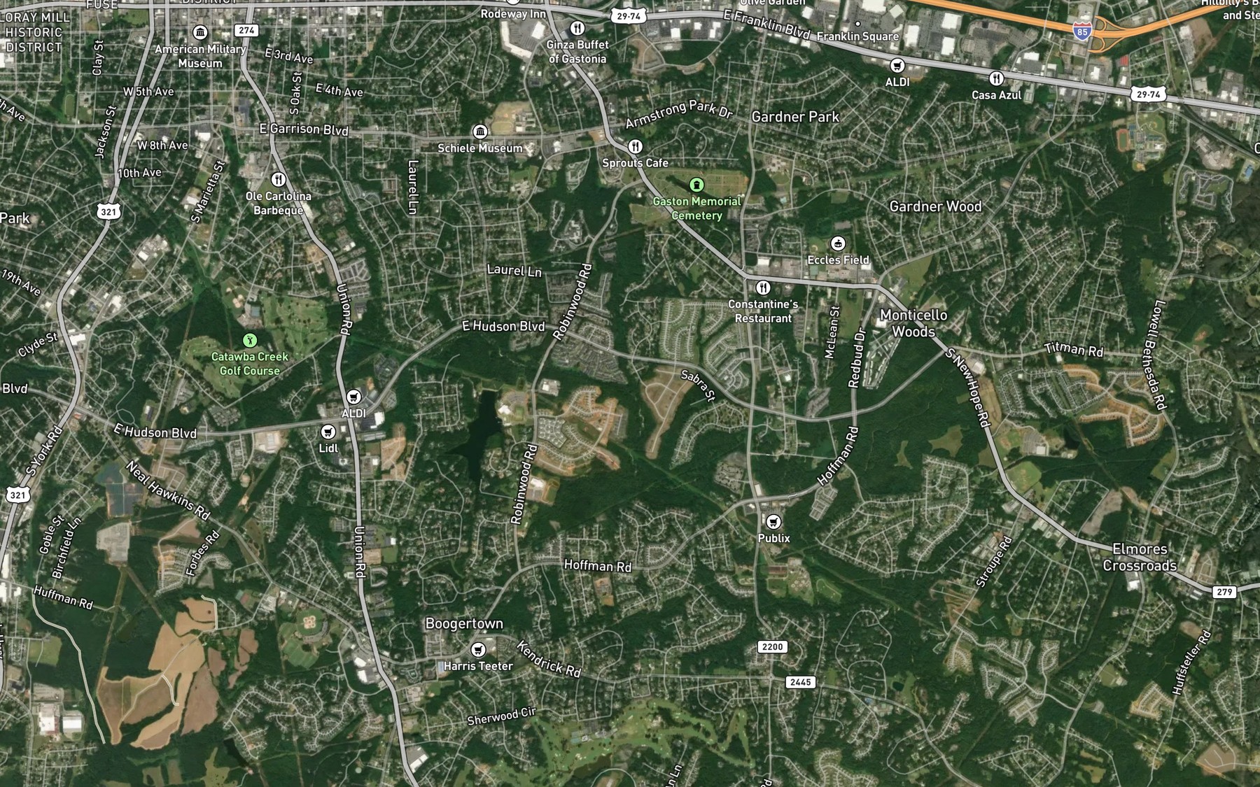 Satellite map of the Shoal Branch