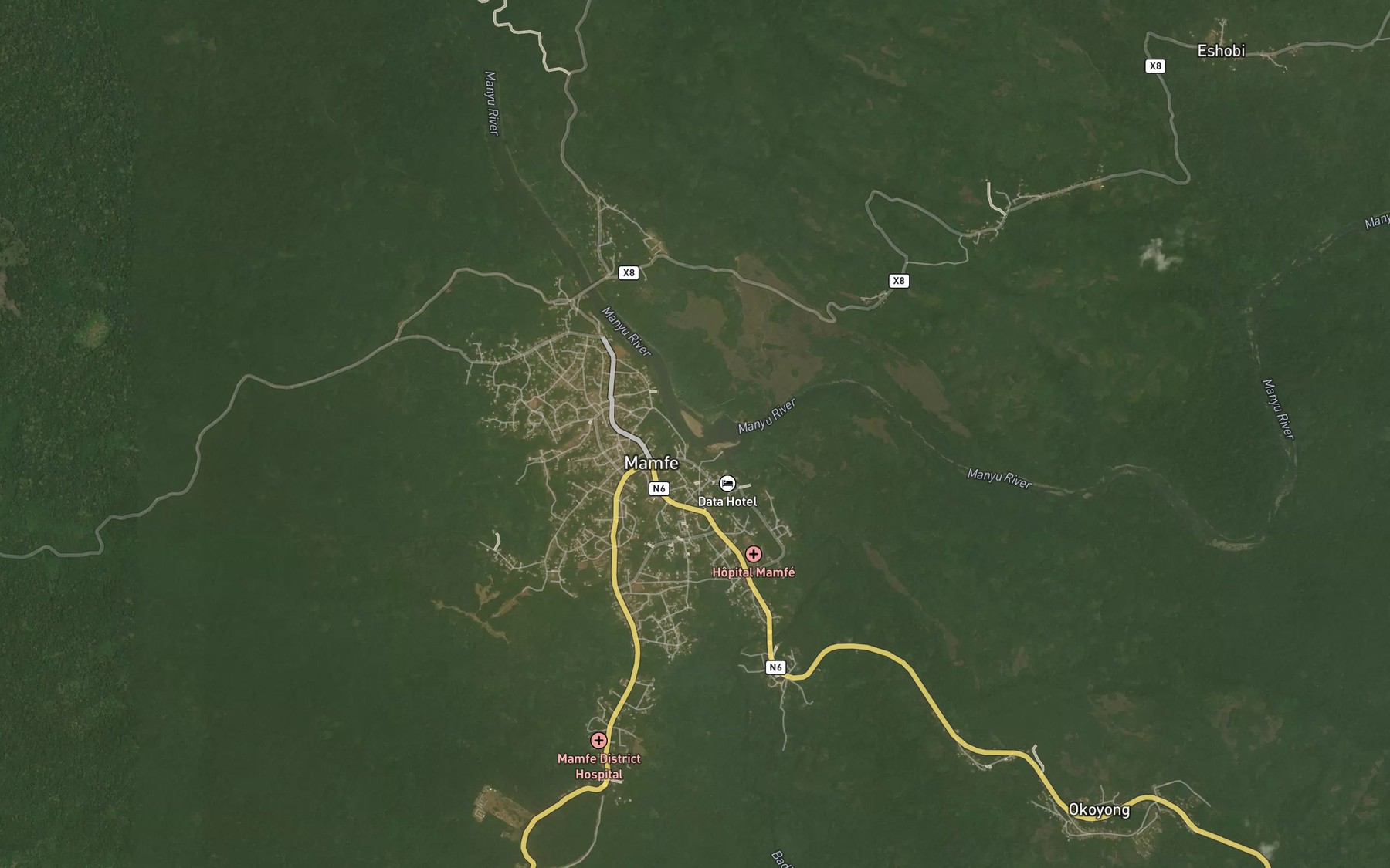 Satellite map of the Cross River