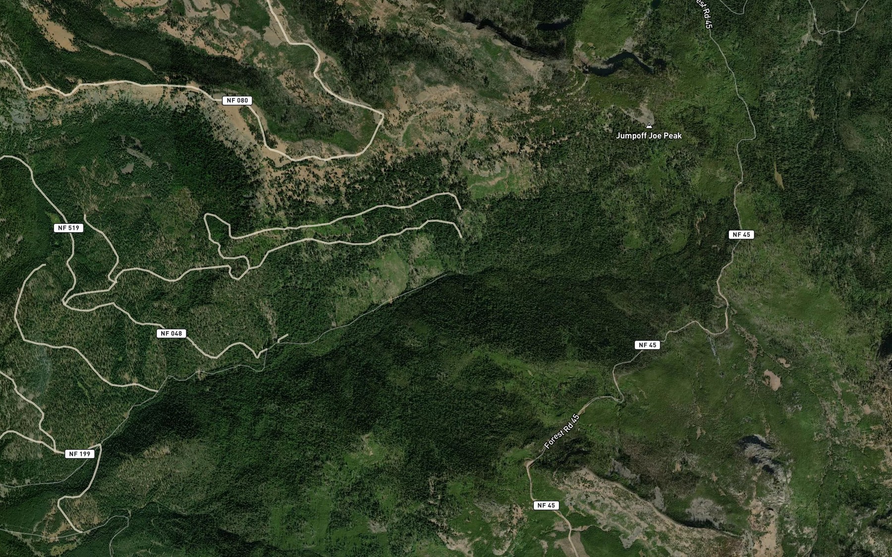 Satellite map of the Cabin Creek
