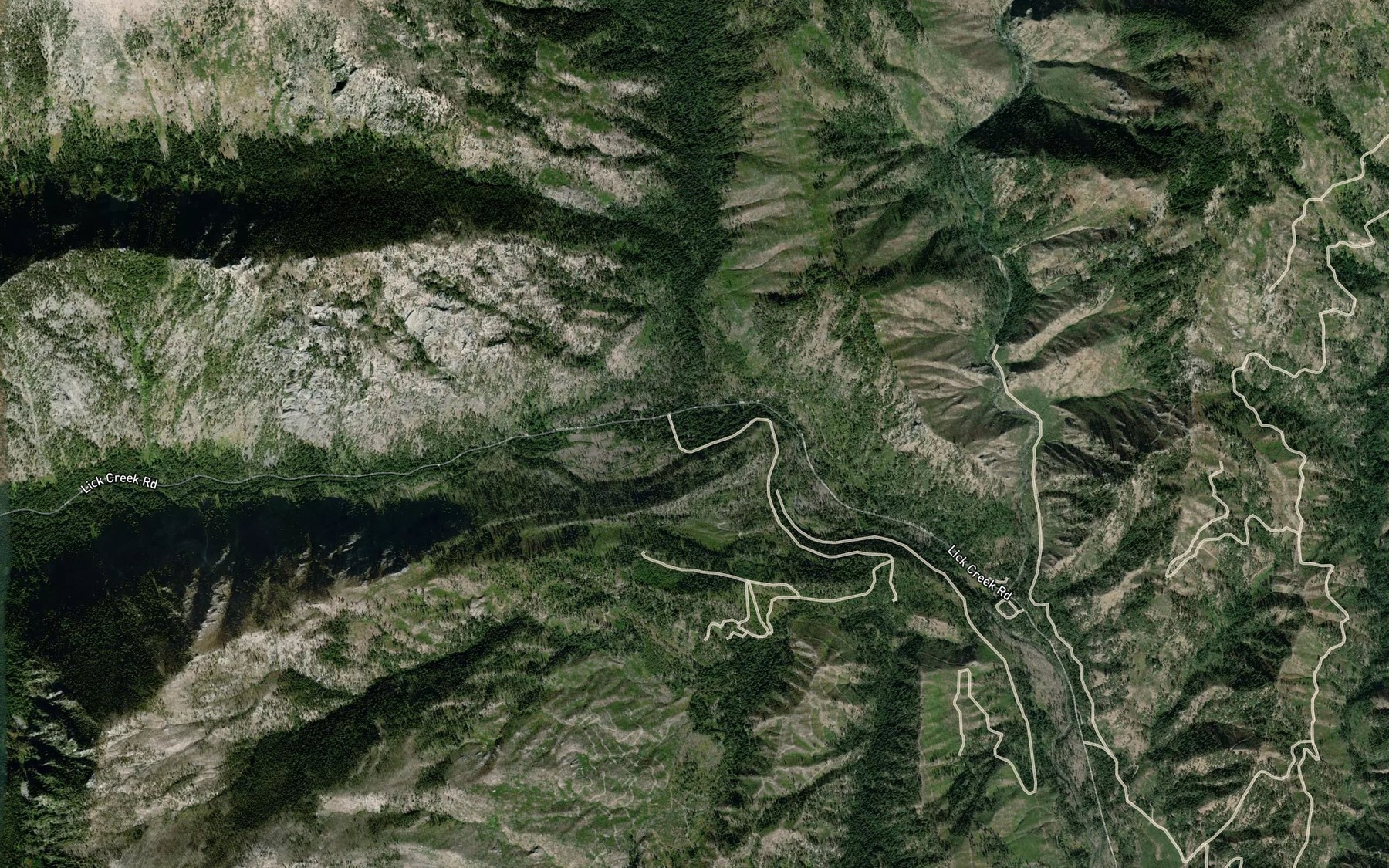 Satellite map of the North Fork Lick Creek