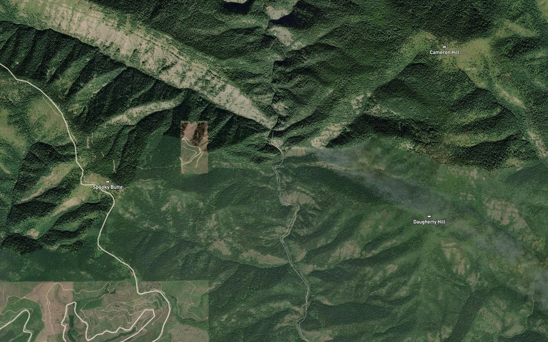 Satellite map of the Cabin Creek