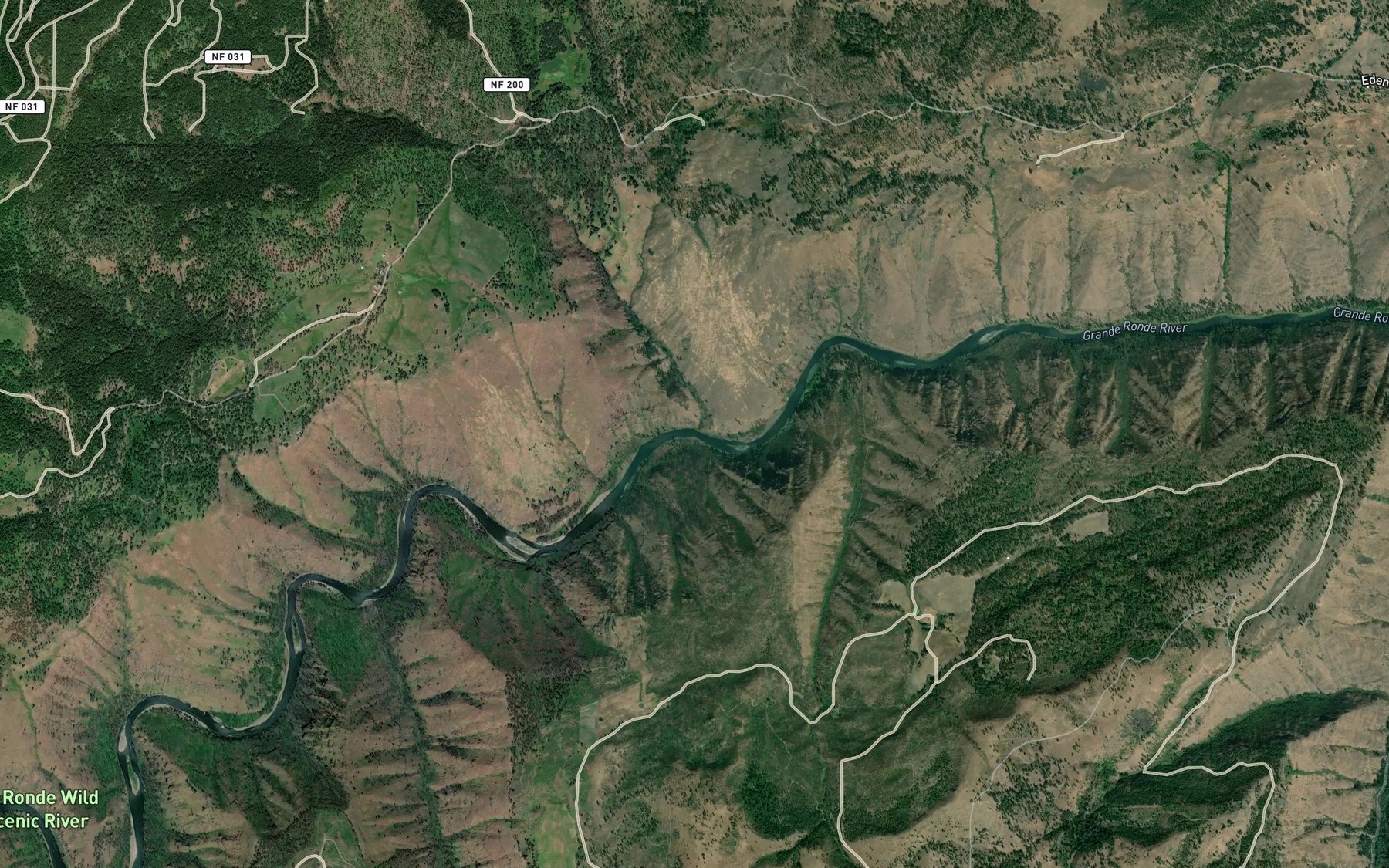 Satellite map of the Cabin Creek