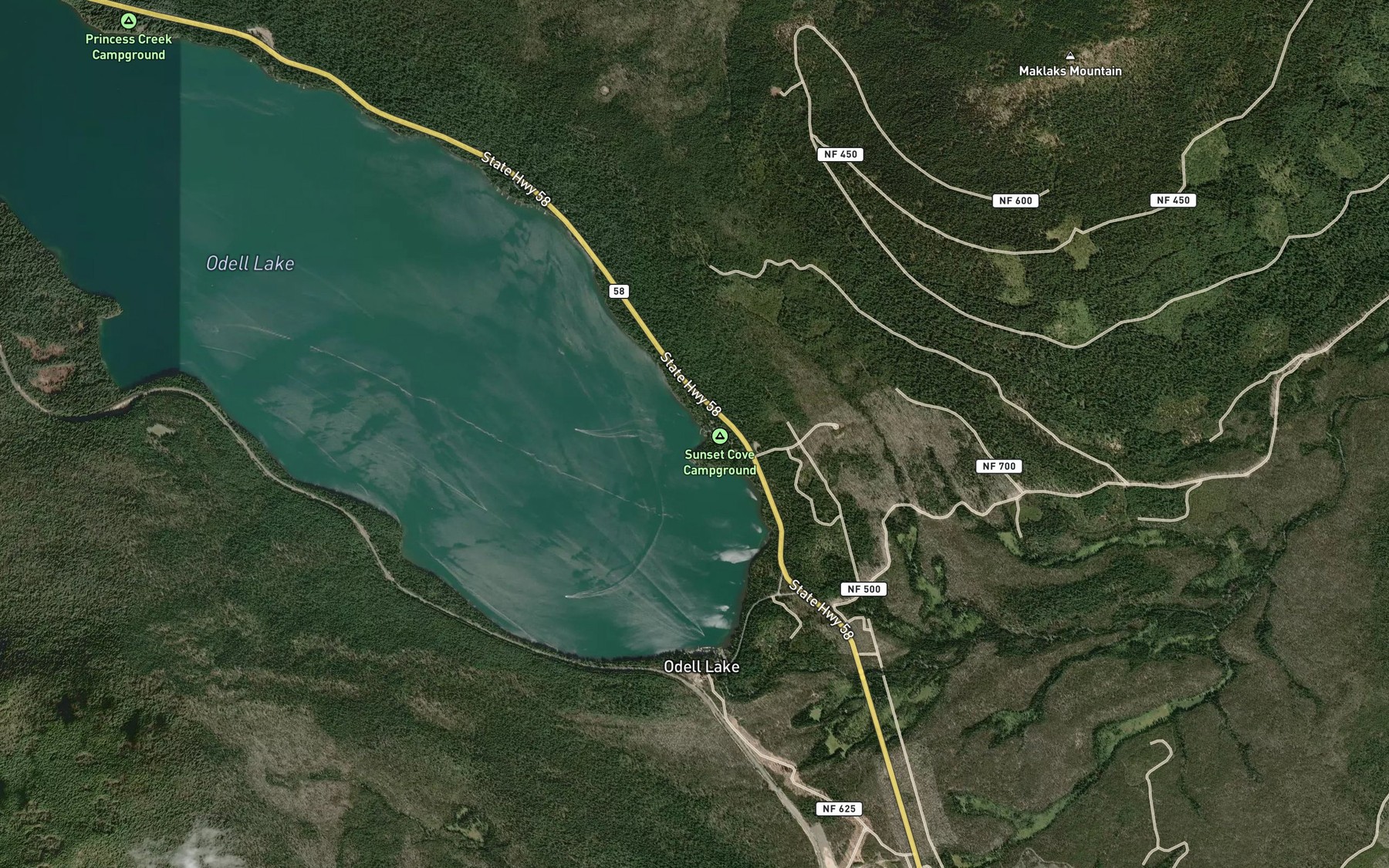 Satellite map of the No-See-Em Creek